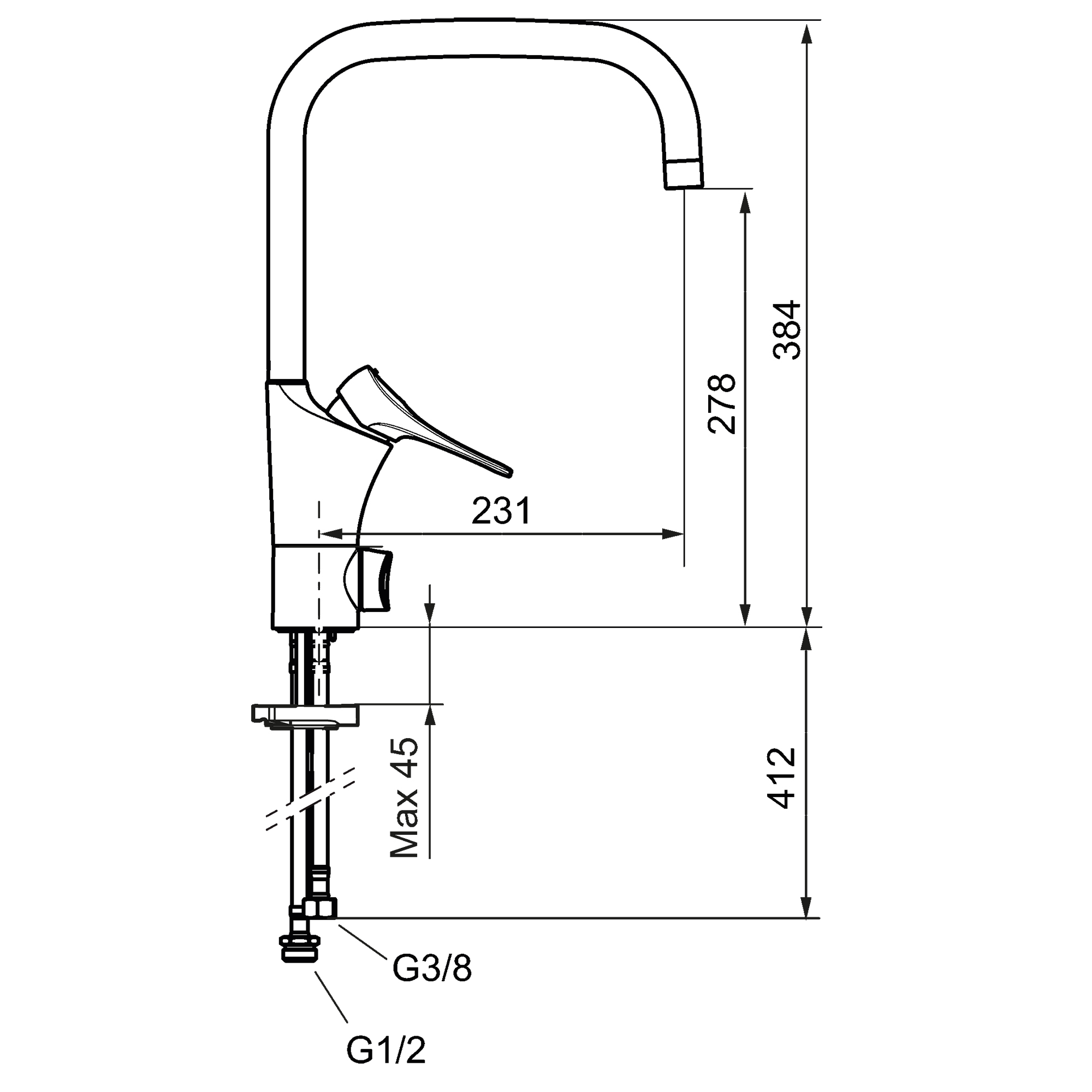 Köksblandare Standard FM Mattsson 9000XE U-Pip Krom