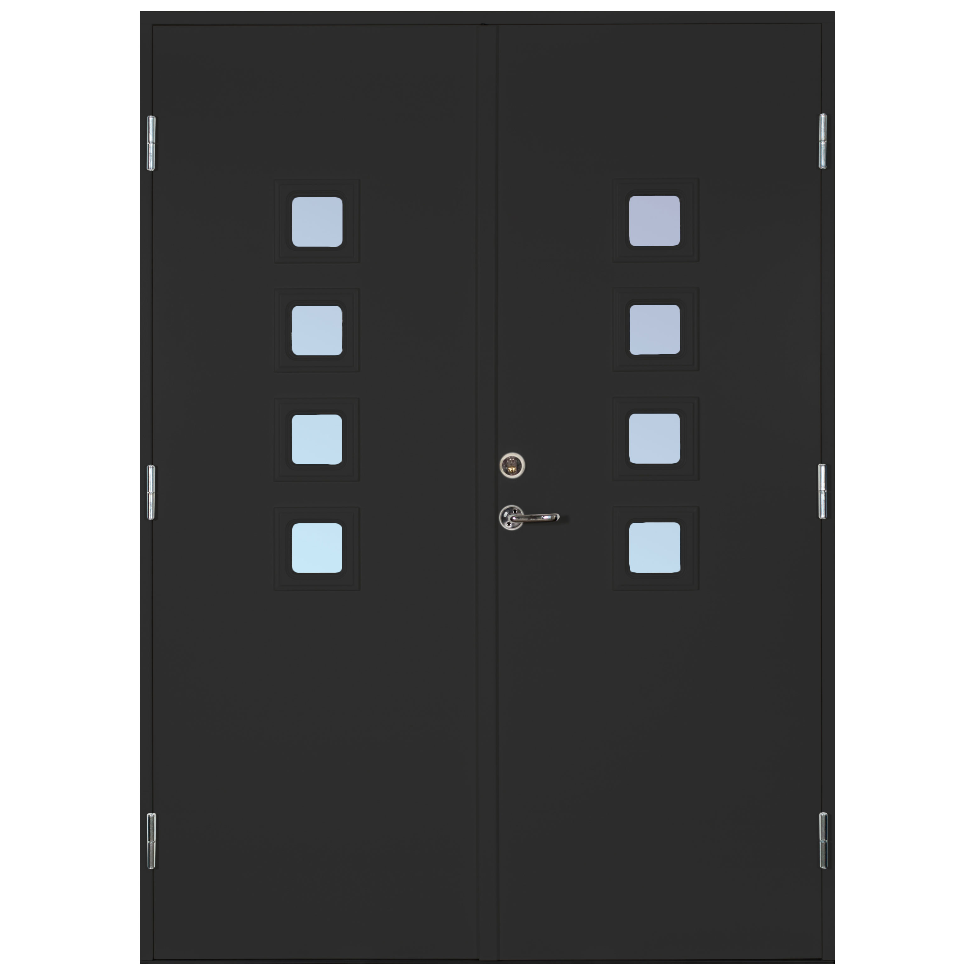 Parytterdörr Scandidoor Borås BxH: 140x200 cm, Svart, Höger, Klarglas - Installation/montering finns att köpa till