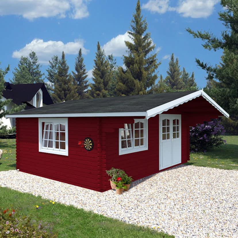 Palmako Hytte Sally 19,1 m2 Stort og romantisk laftet anneks.
Perfekt som ekstrarom til tenåringen, familie eller venner.
Kan også benyttes til oppbevaring av hagemøbler m.m. på vinteren.