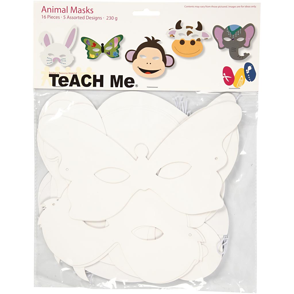 Kartong Creativ Company Dyremasker Hvit 16 stk/1 Pk