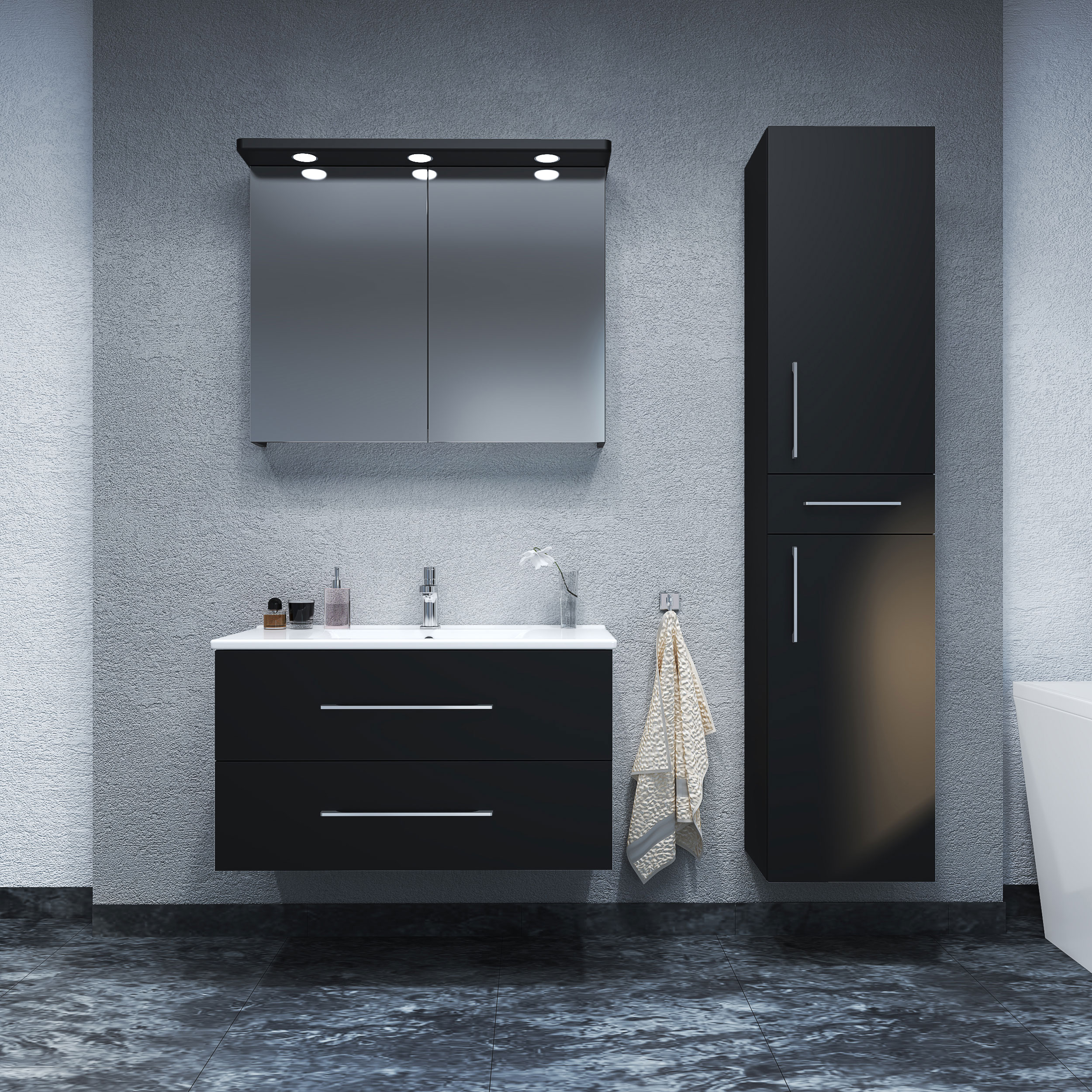 tvättställsskåp arredo spirit svart