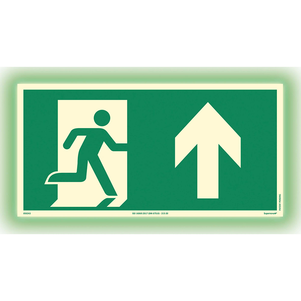 Skylt Systemtext Utrymning Rakt Fram Aluminium Supernova+ 400x200 mm
