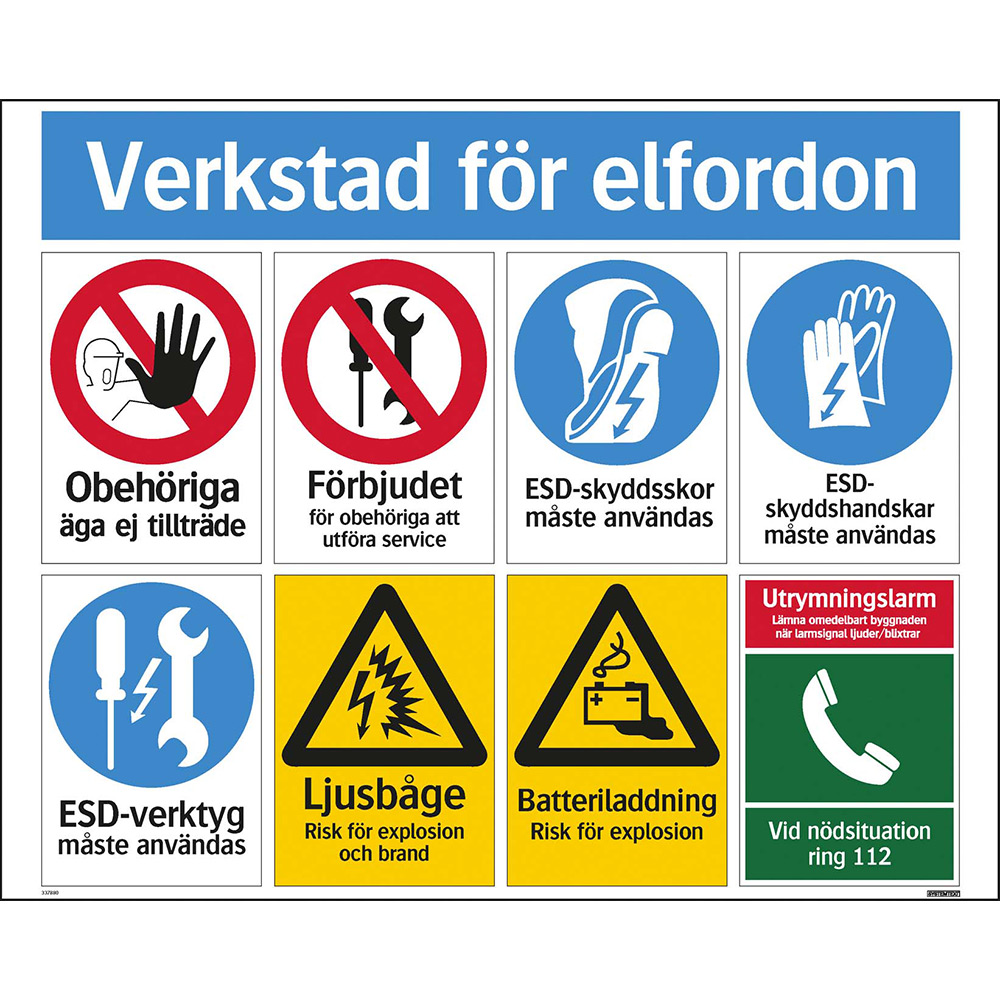 Skylt Systemtext Verkstad För Elbilar 780x625 mm Aluminium