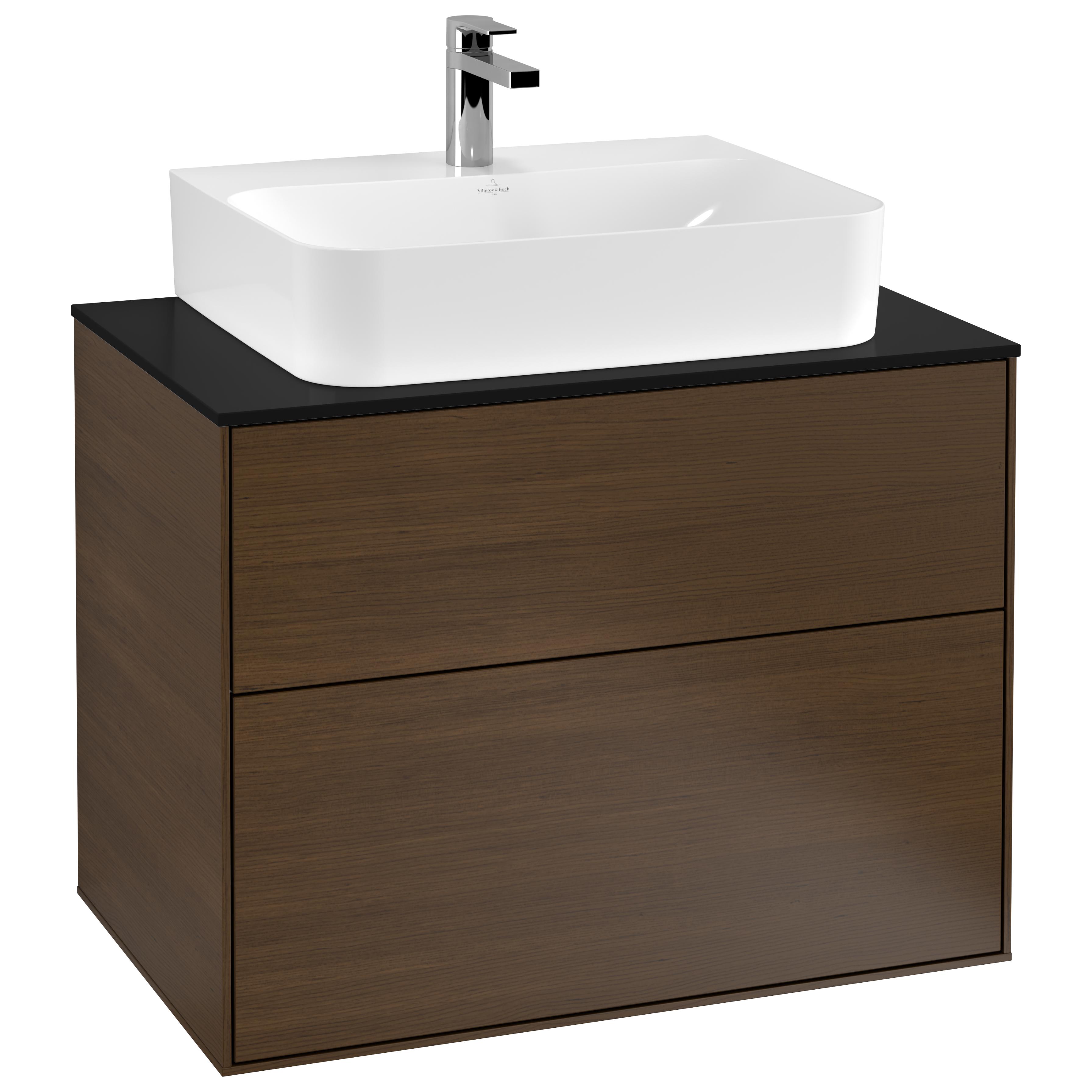 tvättställsskåp villeroy & boch finion med 2 lådor och bänkskiva för centrerat tvättställ