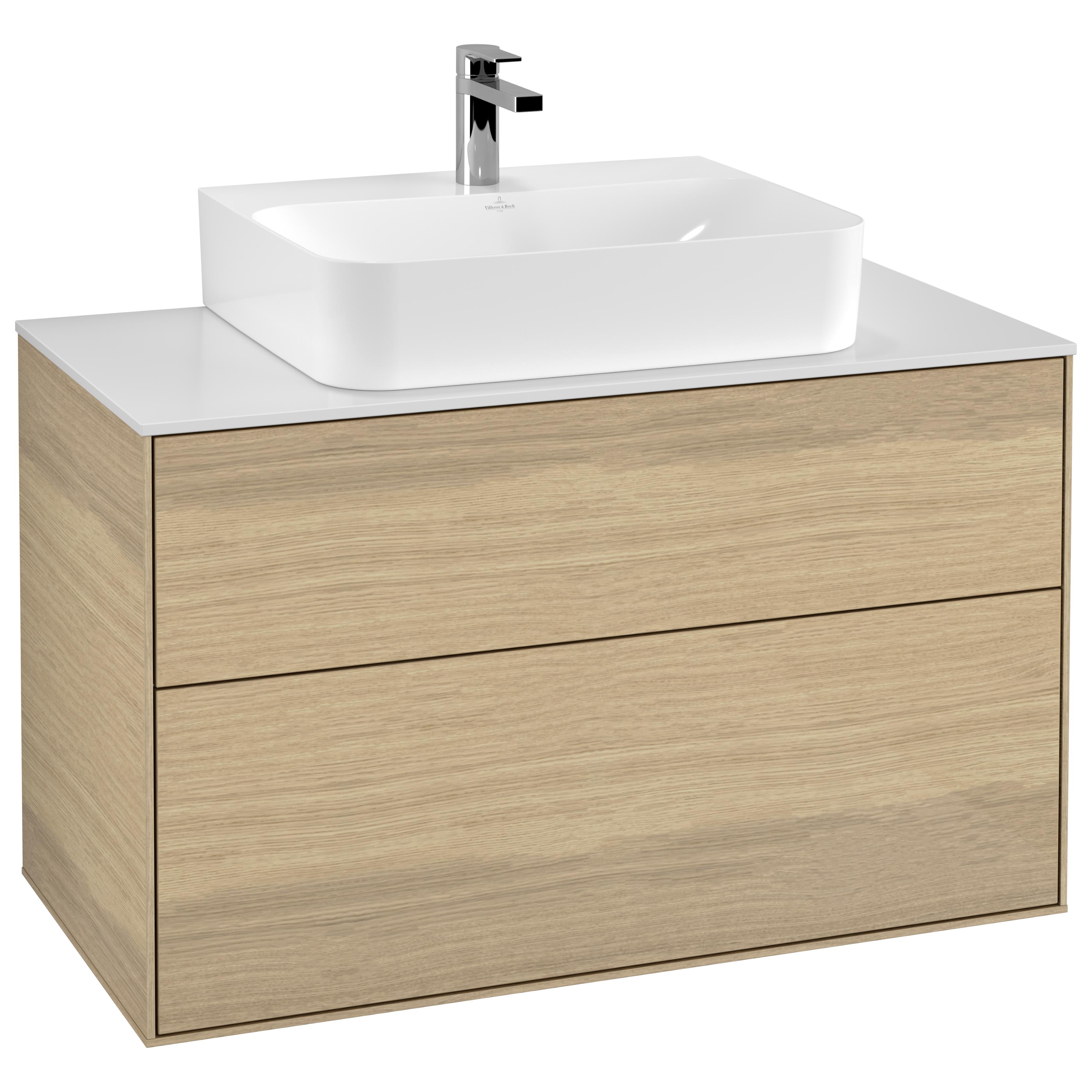 Tvättställsskåp Villeroy & Boch Finion med 2 Lådor och Bänkskiva för Centrerat Tvättställ | badrum - badrumsmobler - tvattstallsskap-och-kommod | KakelKungen