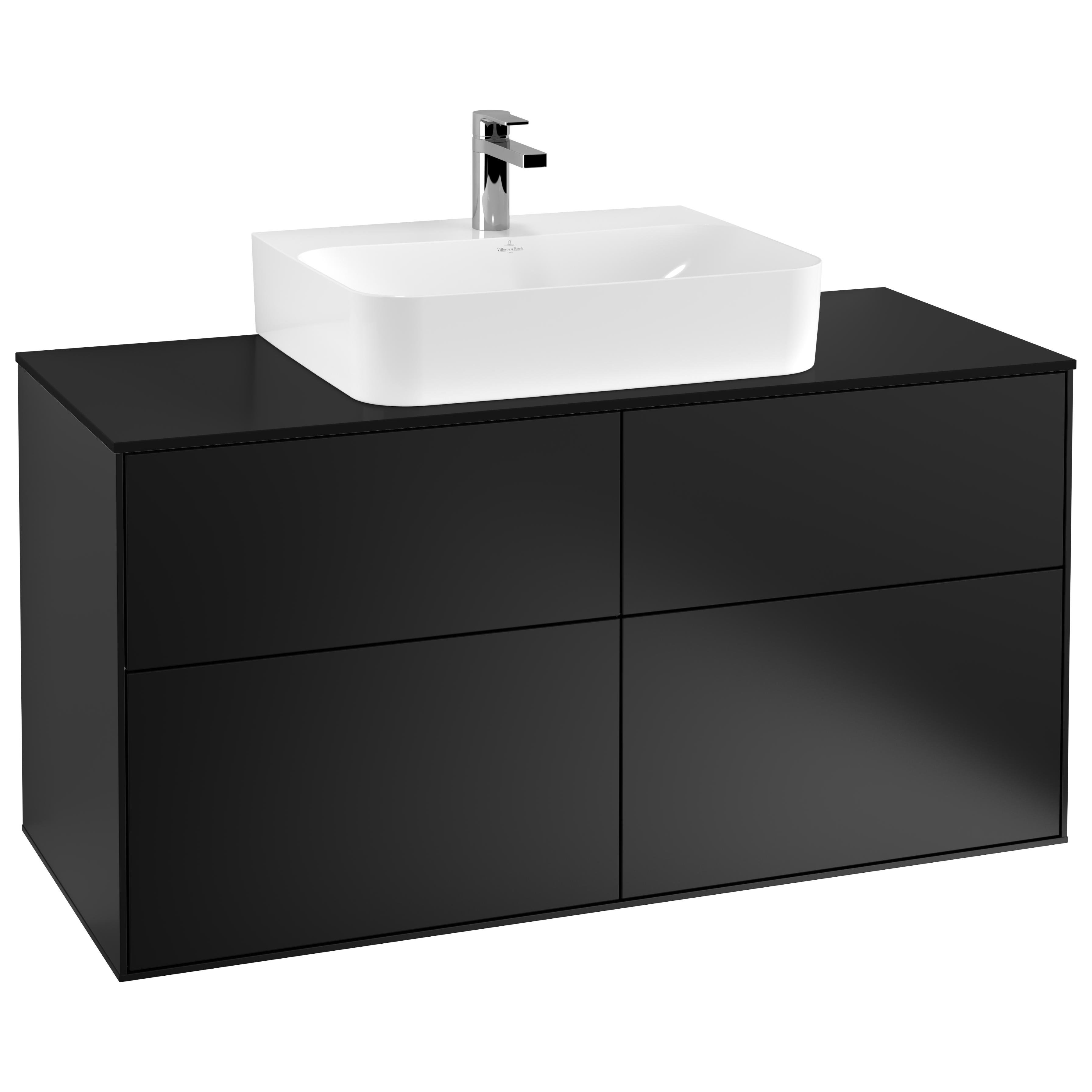 tvättställsskåp villeroy & boch finion med 4 lådor och bänkskiva för centrerat tvättställ