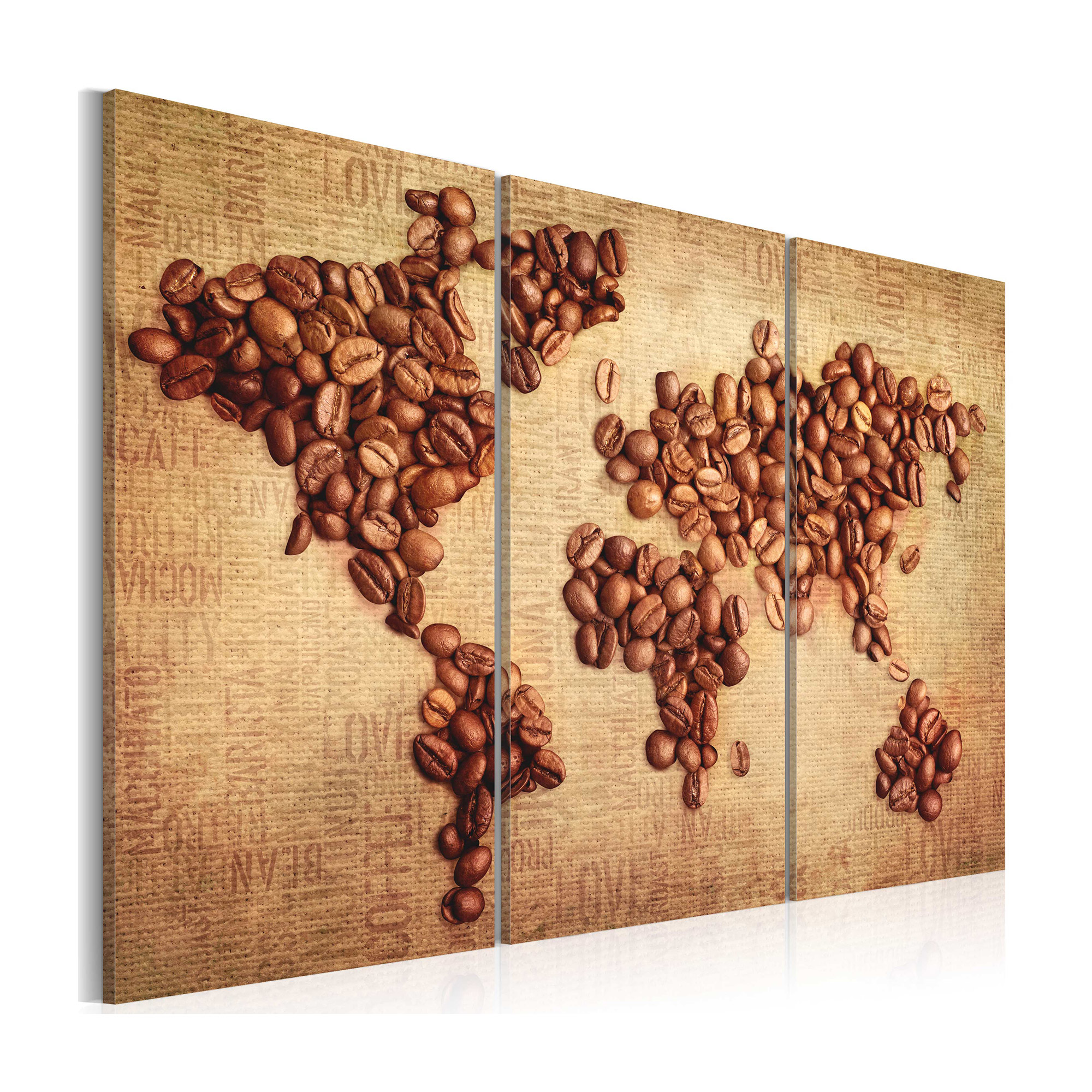 Tavla Arkiio Kaffe Från Hela Världen Triptyk 60x40 cm