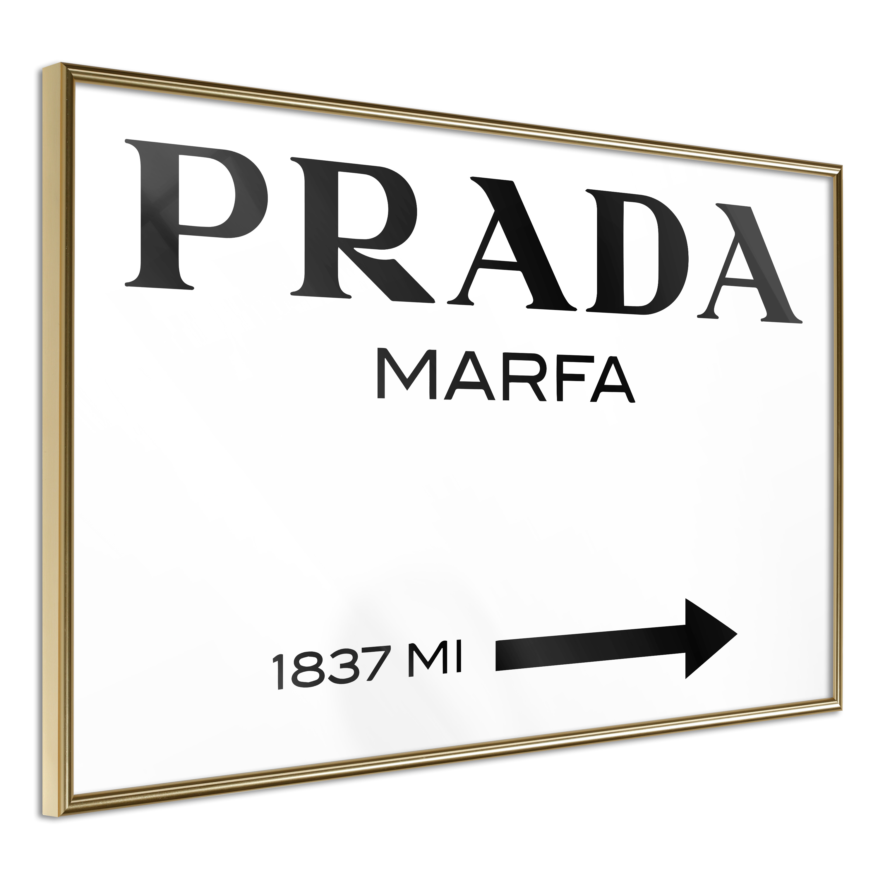 Poster Artgeist Affisch Prada Marfa Guld ram, 60x40 cm