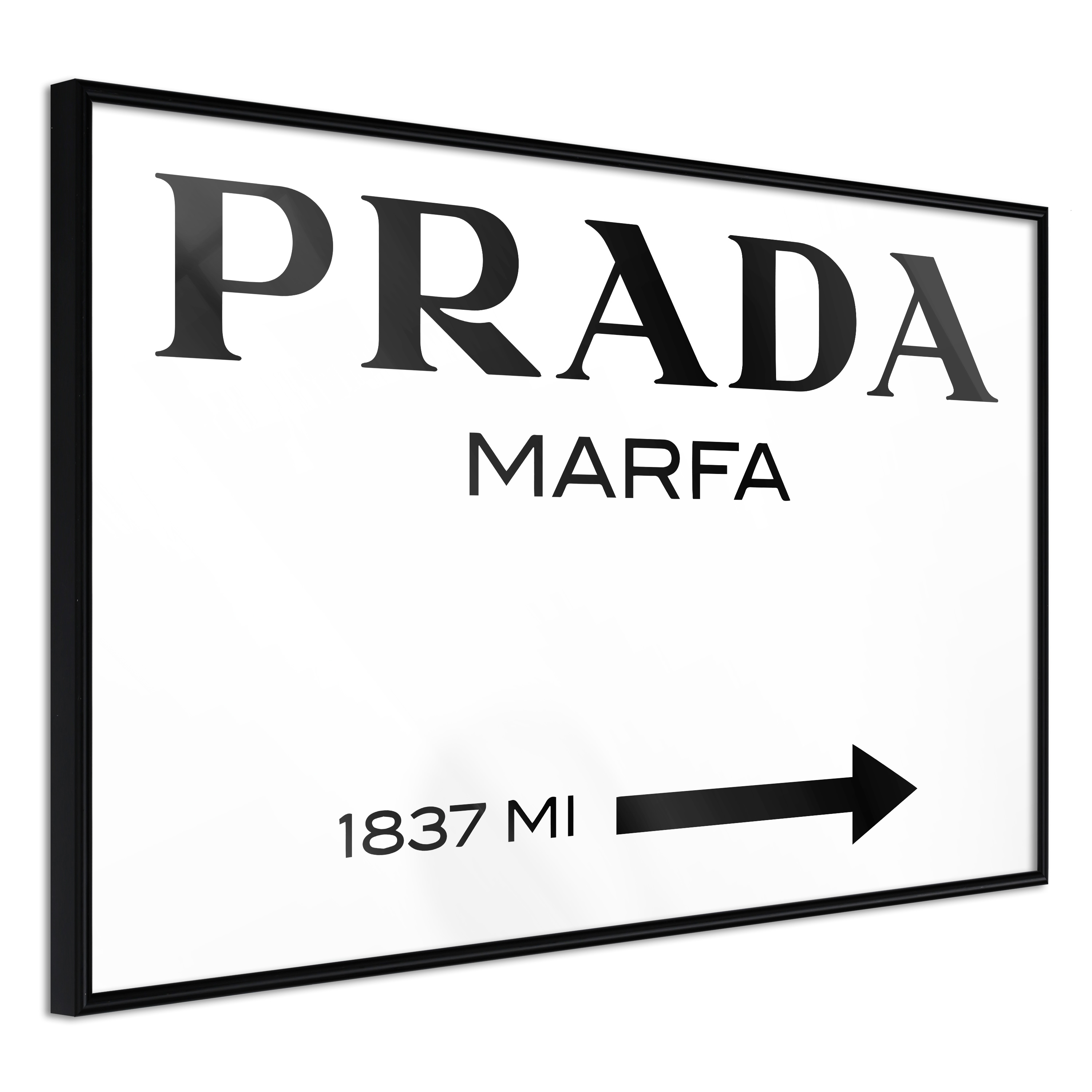 Poster Artgeist Affisch Prada Marfa Svart ram, 30x20 cm