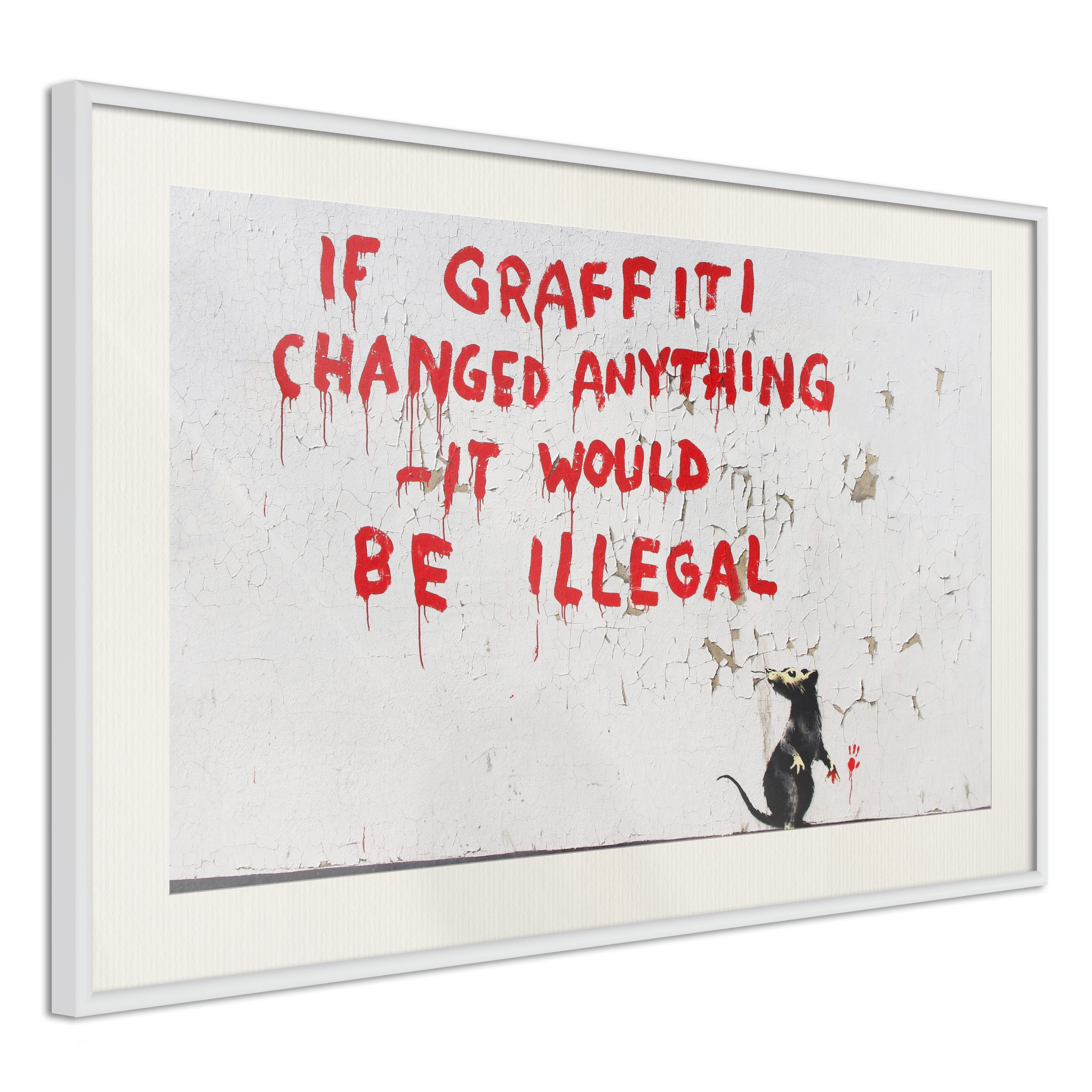 Poster Artgeist Affisch Quotes Graffiti Vit ram med passepartout, 60x40 cm