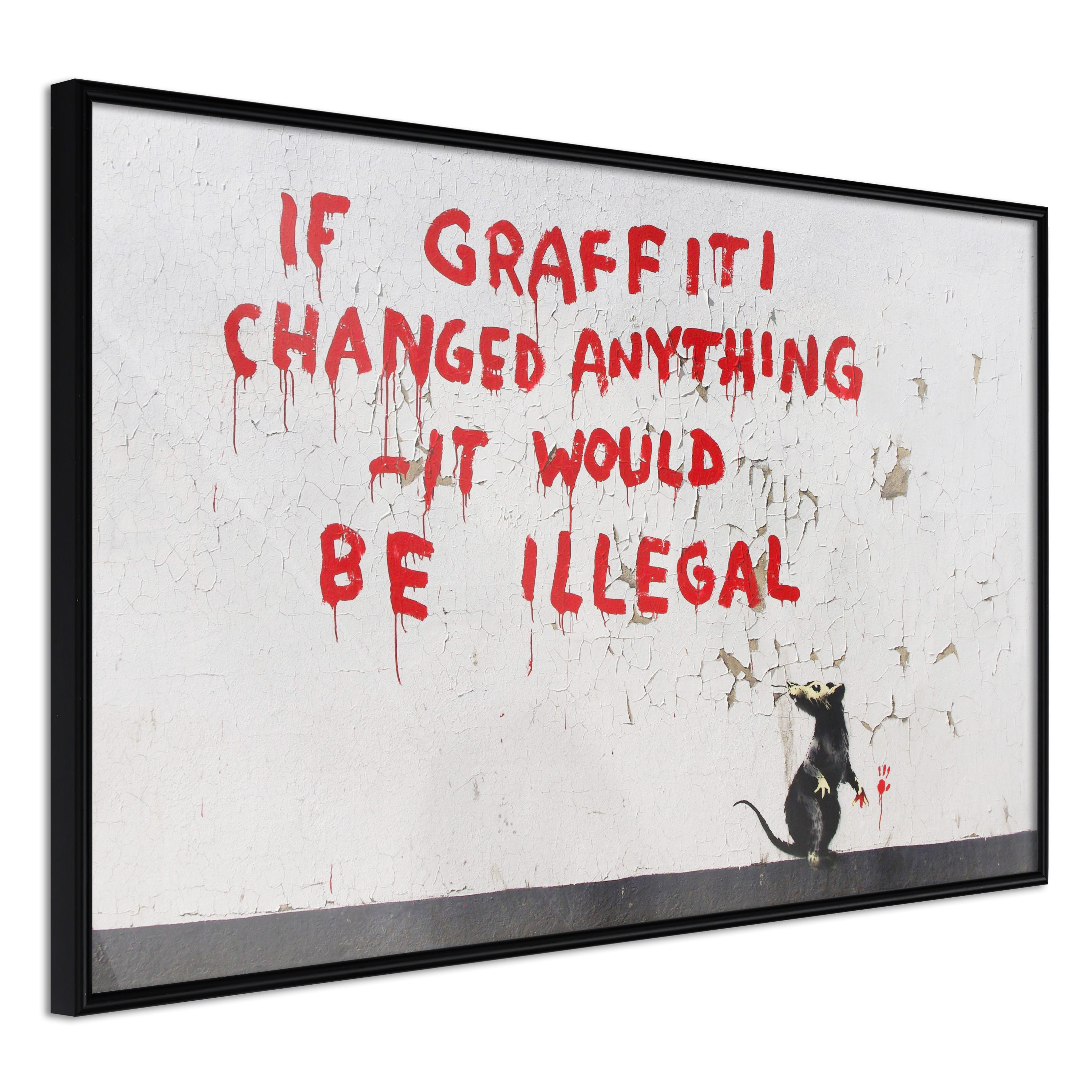 Poster Artgeist Affisch Quotes Graffiti Svart ram, 90x60 cm
