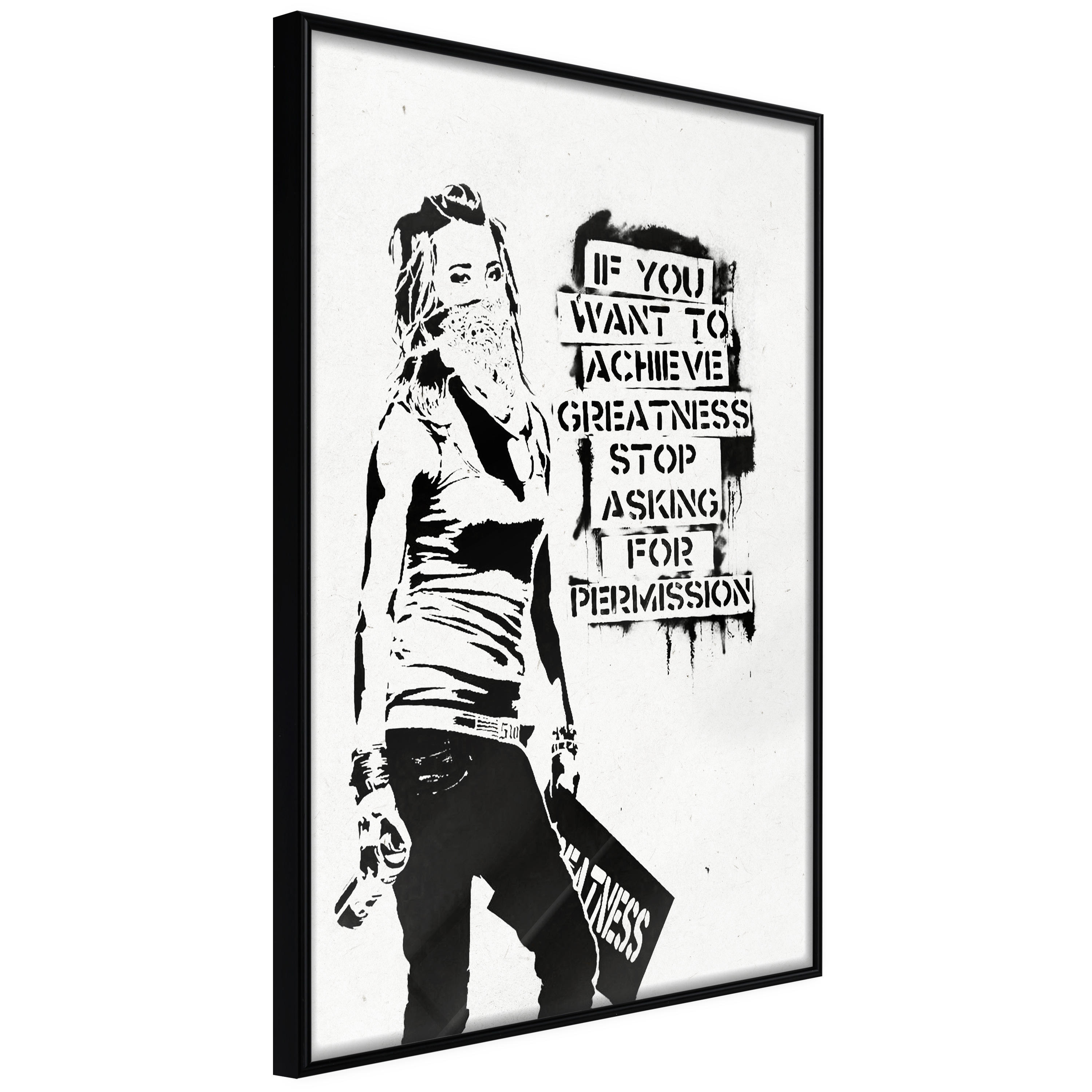 Poster Artgeist Affisch Girl with Graffiti Svart ram, 40x60 cm
