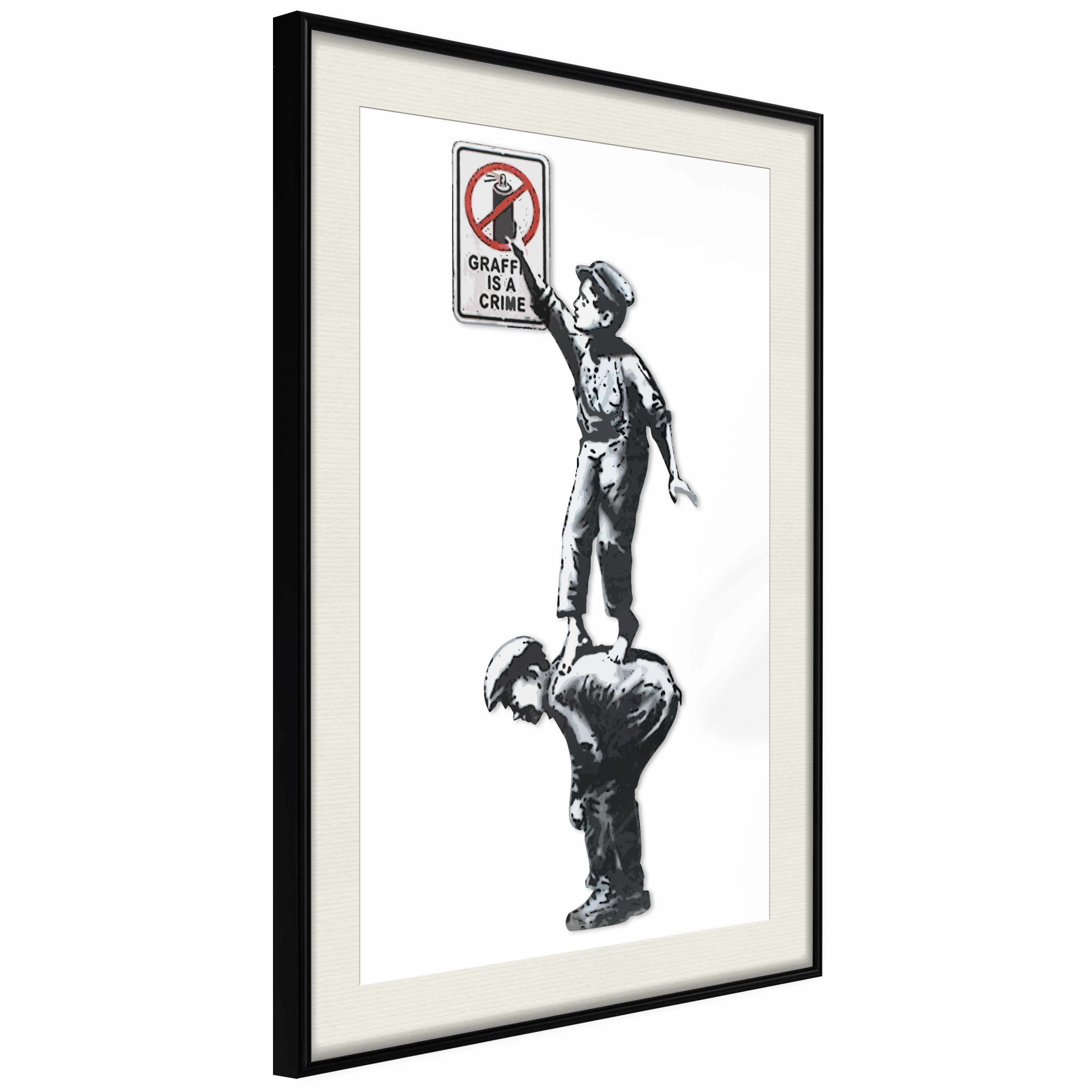 Poster Artgeist Affisch Graffiti Is a Crime Svart ram med passepartout, 40x60 cm