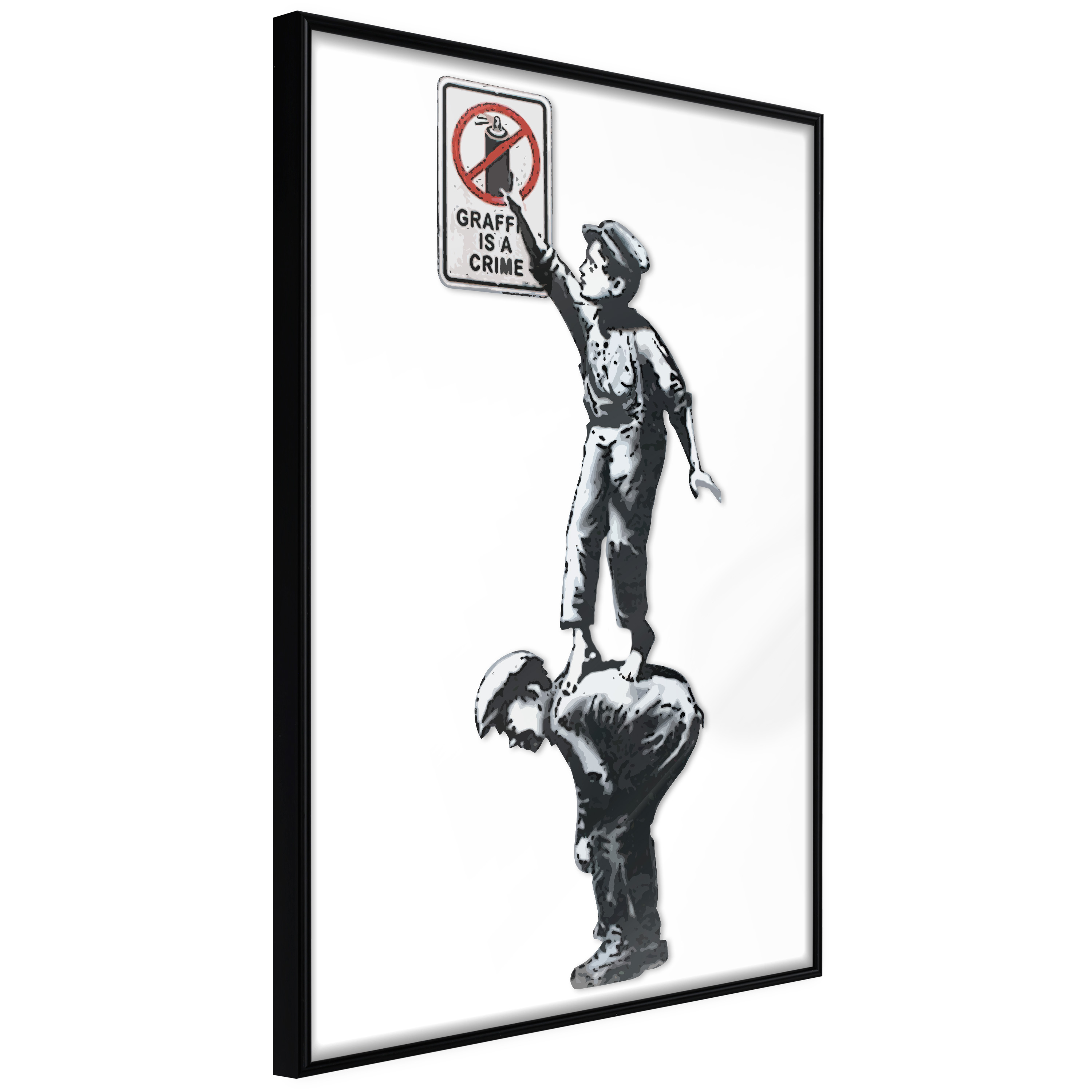 Poster Artgeist Affisch Graffiti Is a Crime Svart ram, 20x30 cm