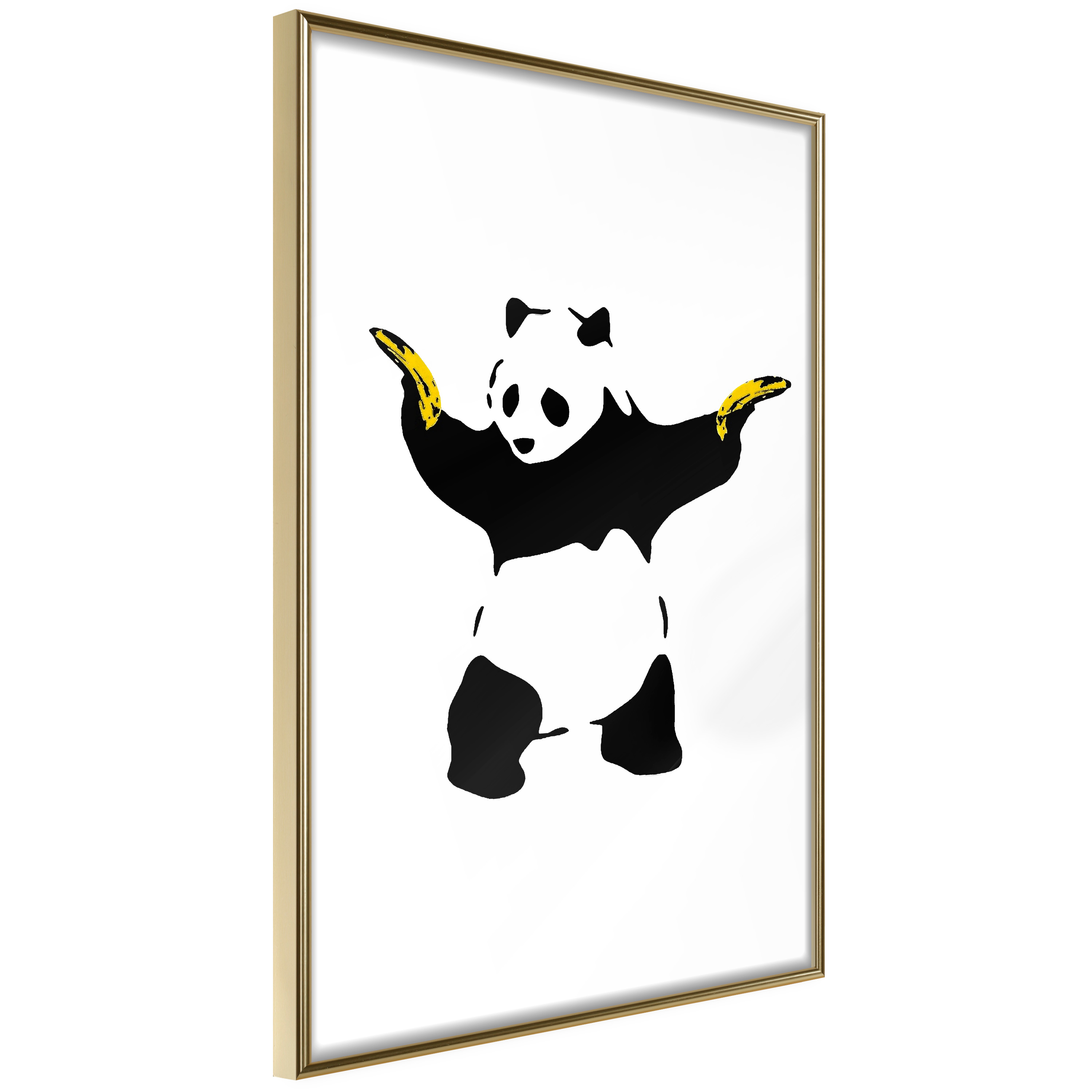 Poster Artgeist Affisch Panda with Guns Guld ram, 40x60 cm