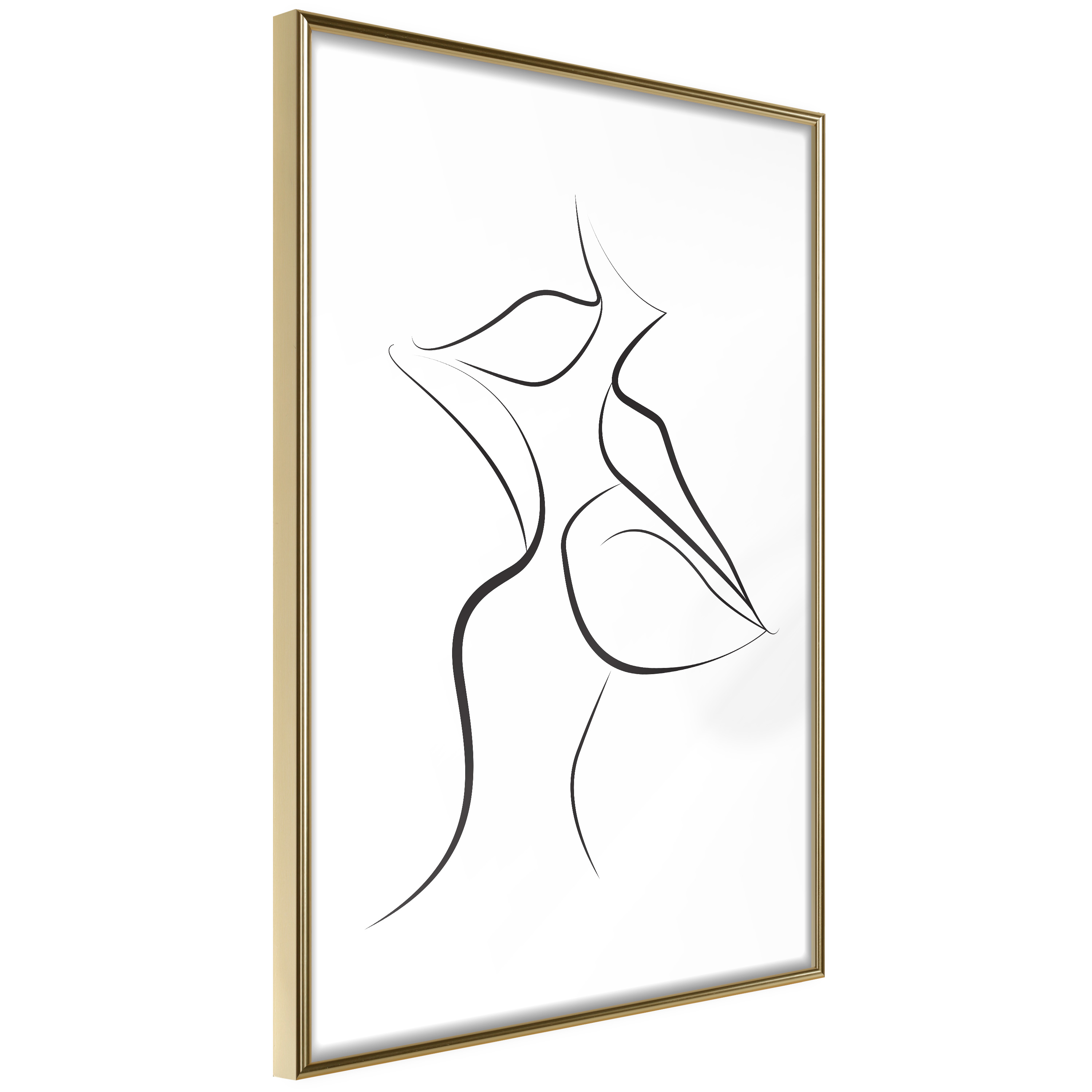 Poster Artgeist Affisch First Kiss Guld ram, 30x45 cm