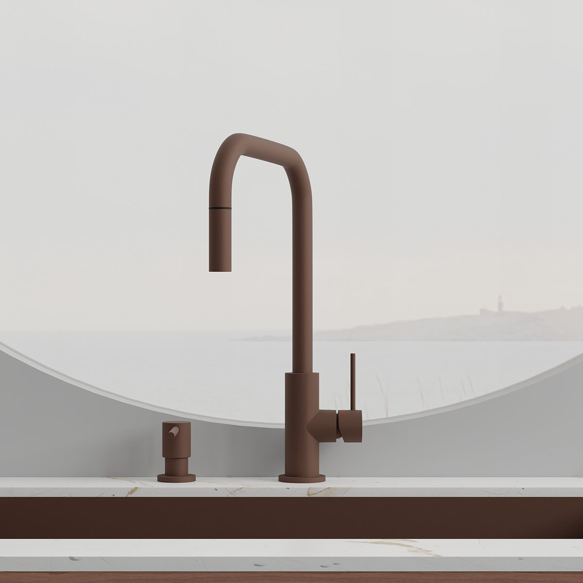 Kjøkkenbatteri Scandtap Steel Accent Square med Uttrekkbar Tut