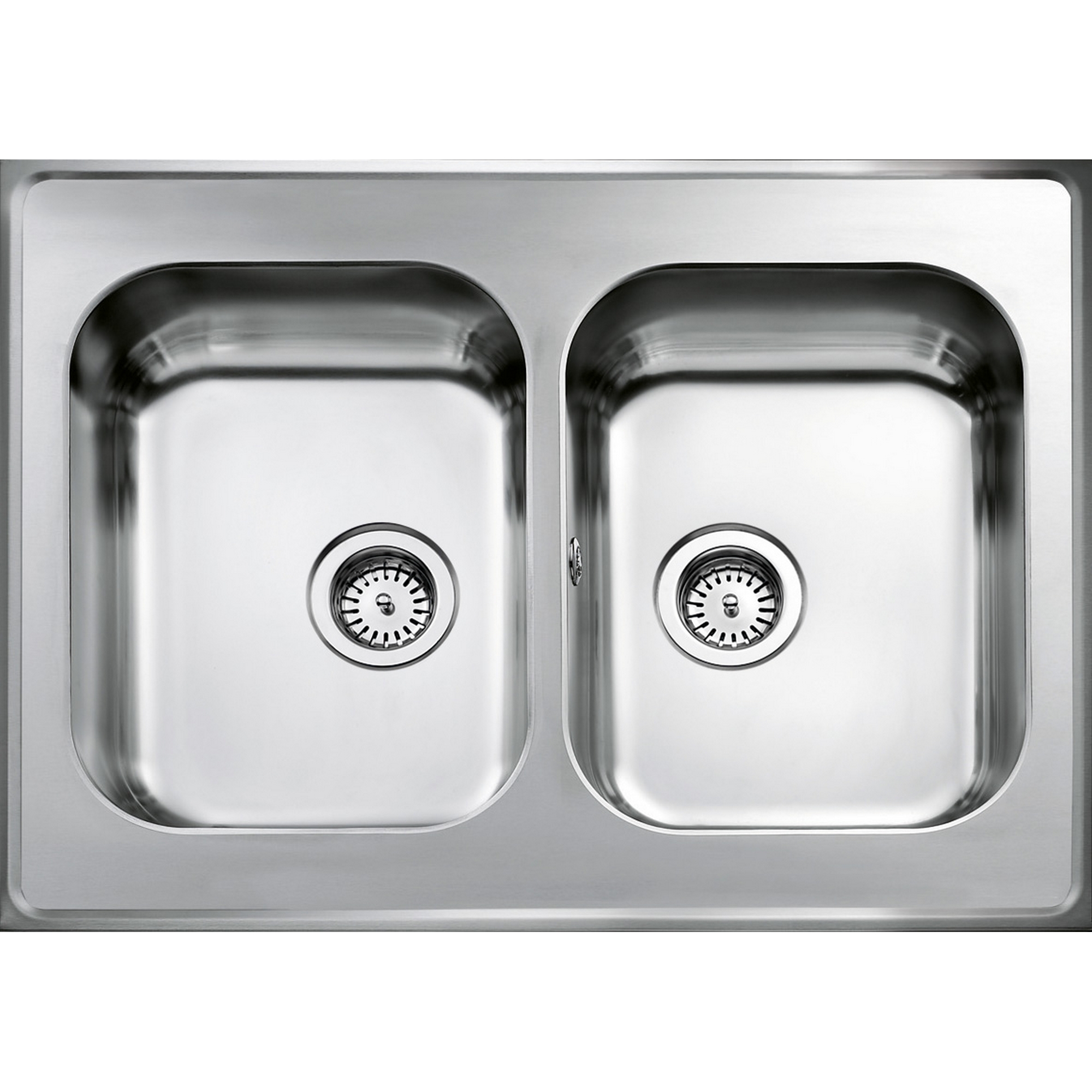 Heltäckande Diskbänk Intra Atlantic H 610 med Korgventil och Kranhål Vändbar 800 mm