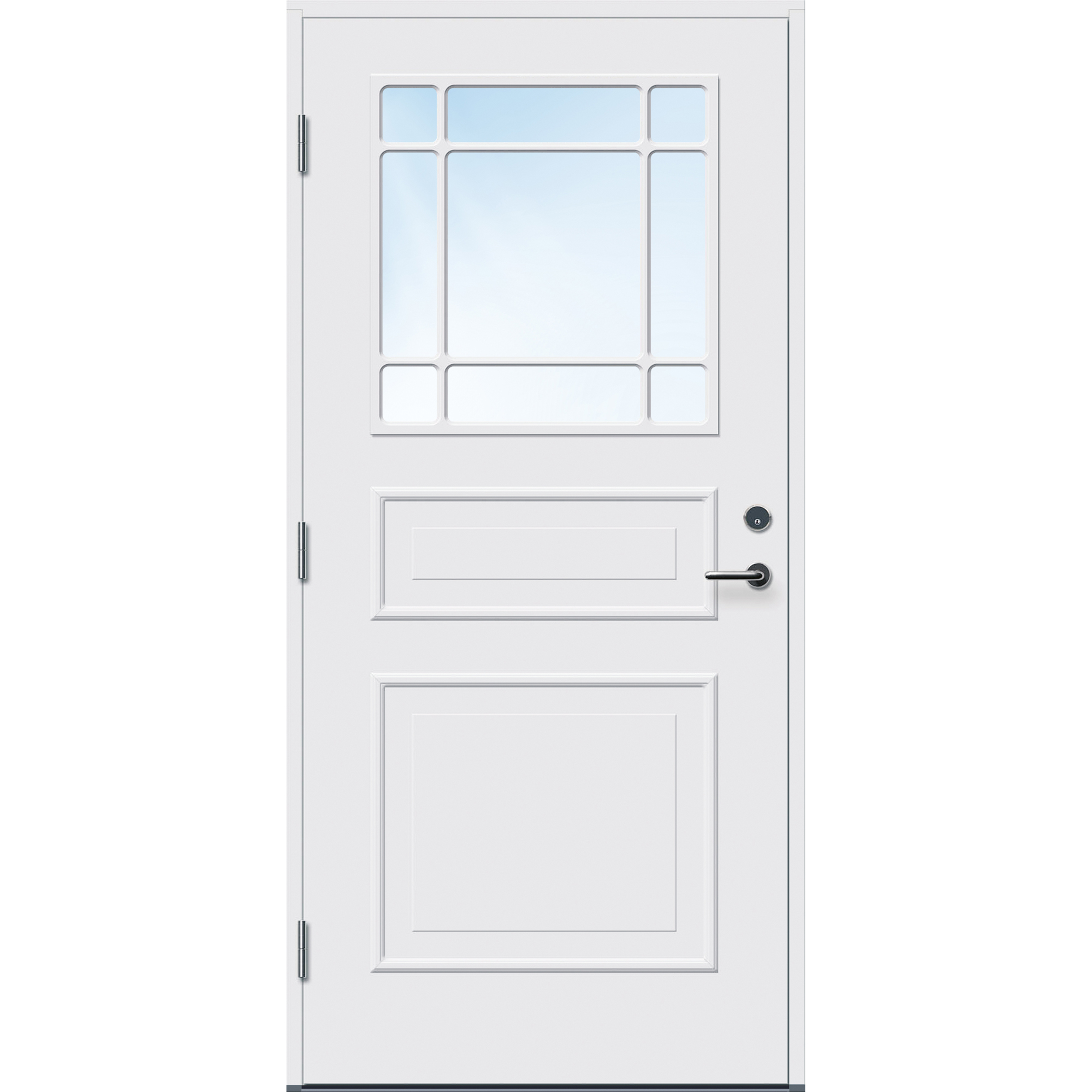 Ytterdør Bygg1 Arendal Klarglass med Yale Doorman Classic Home
