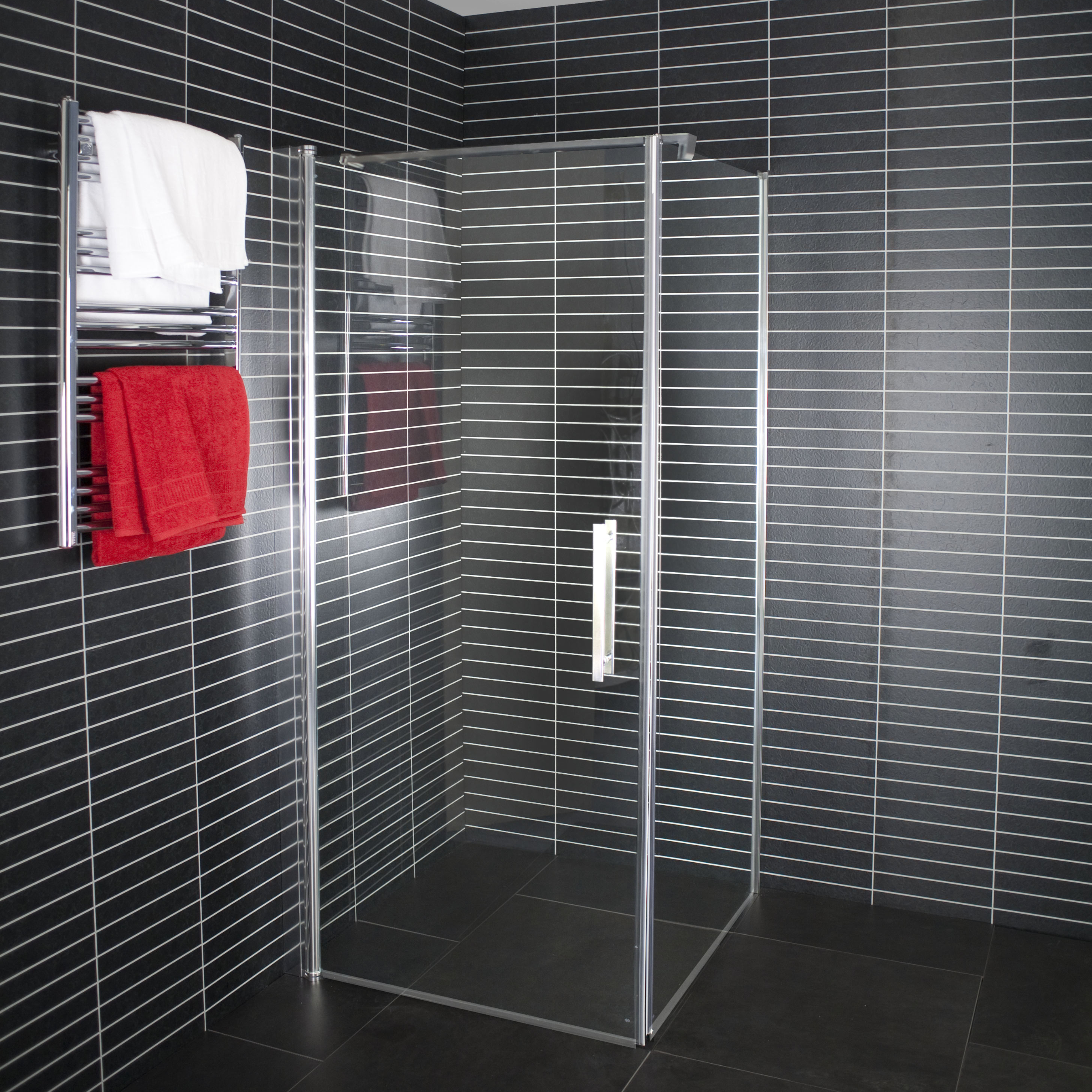 Duschhörn Arrow Square Klarglas, Duschdörr: 900 mm, Fast vägg: 900 mm - Installation/montering finns att köpa till