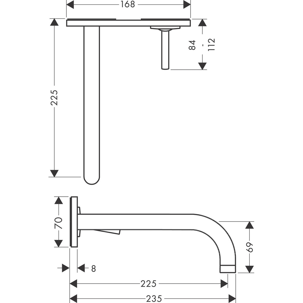 Tvättställsblandare Axor Uno² för Inbyggnad