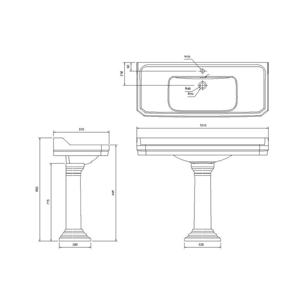 Tvättställ Burlington Edwardian 1200 mm