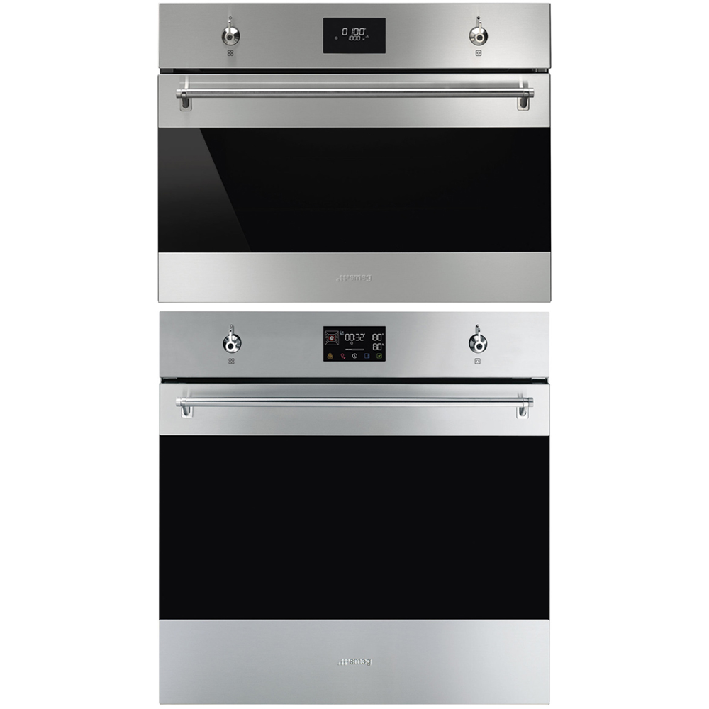 Ovn- og Mikrobølgepakke Smeg SO6302S3PX + SO4301M1X Damp og Matlagingstermometer