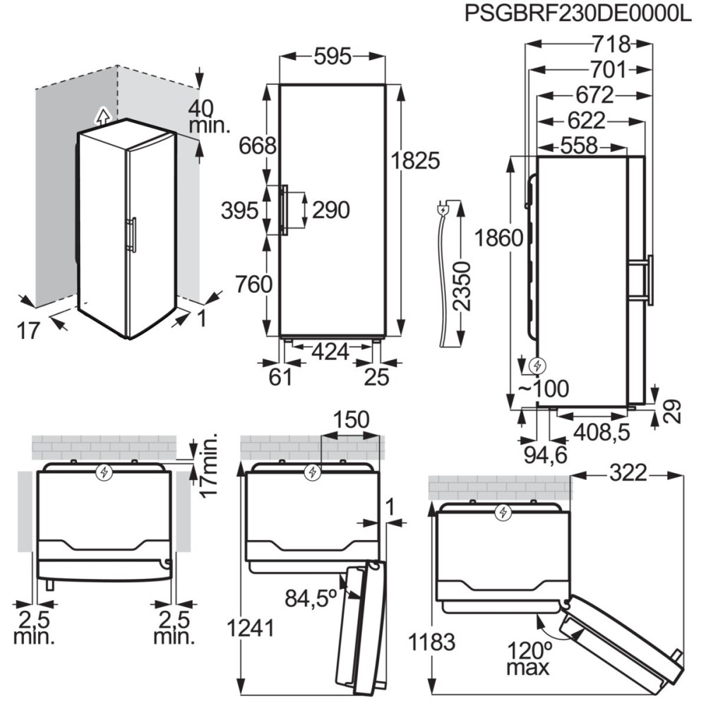 Kjøl/FrysPakke Electrolux ERS3DE39K + EUT6NE28K Sort