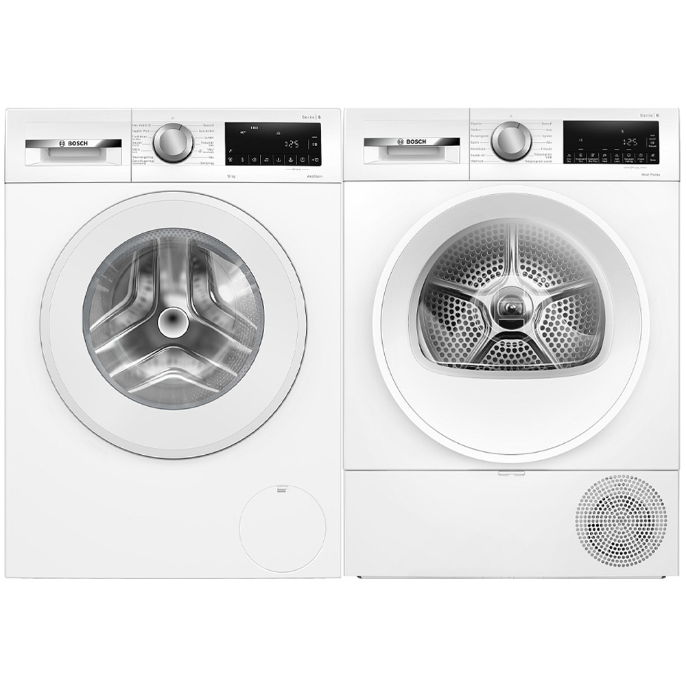 Vaskemaskin og Tørketrommel BOSCH Serie 6 WGG254ZASN + WQG2420ASN Hvit