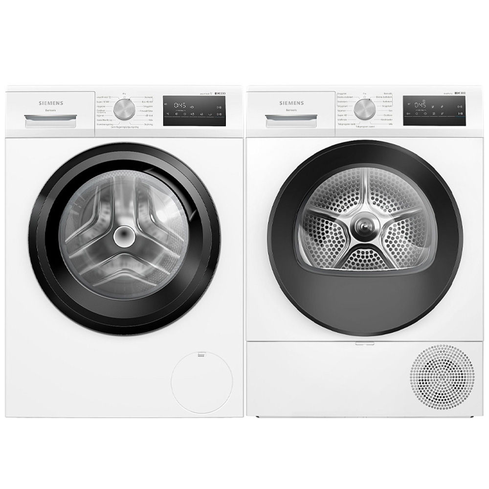 Vaskemaskin og Tørketrommel Siemens iQ300 WM14N22EDN + WT45HV0EDN Energibesparende Hvit