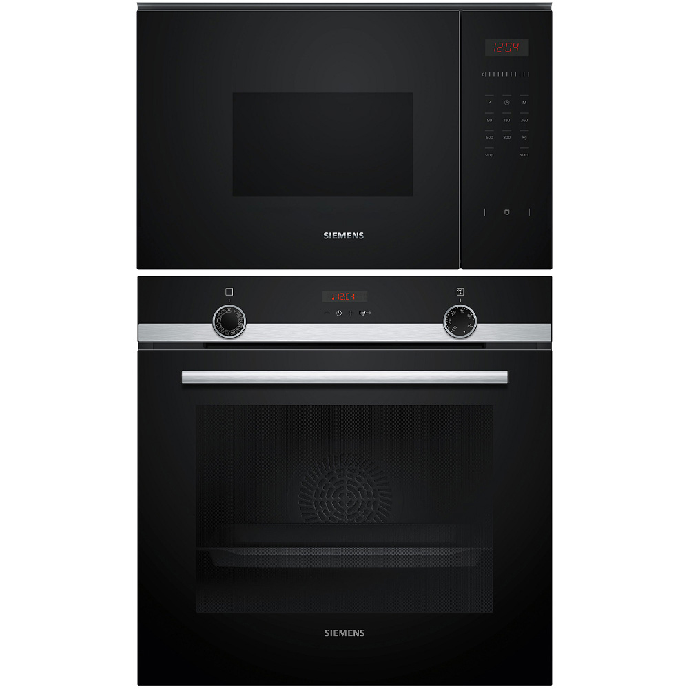 Ovn- og Mikrobølgepakke Siemens iQ300 HQ574AER3 + BF523LMB1 Innbyggingsovn Med Dampfunksjon Sort