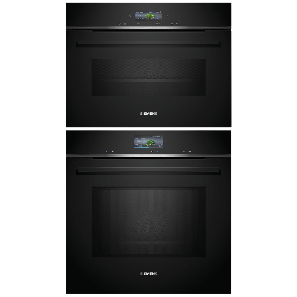 Ovn- og Mikrobølgepakke Siemens iQ700 HM736G1B1 + CM724G1B1 Sort