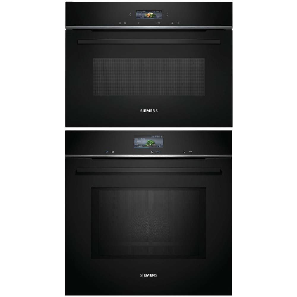 Ovn- og Mikrobølgepakke Siemens iQ700 HM736G1B1 + CE732GXB1 Kombinasjonsovn Med Mikro For Innbygging Sort