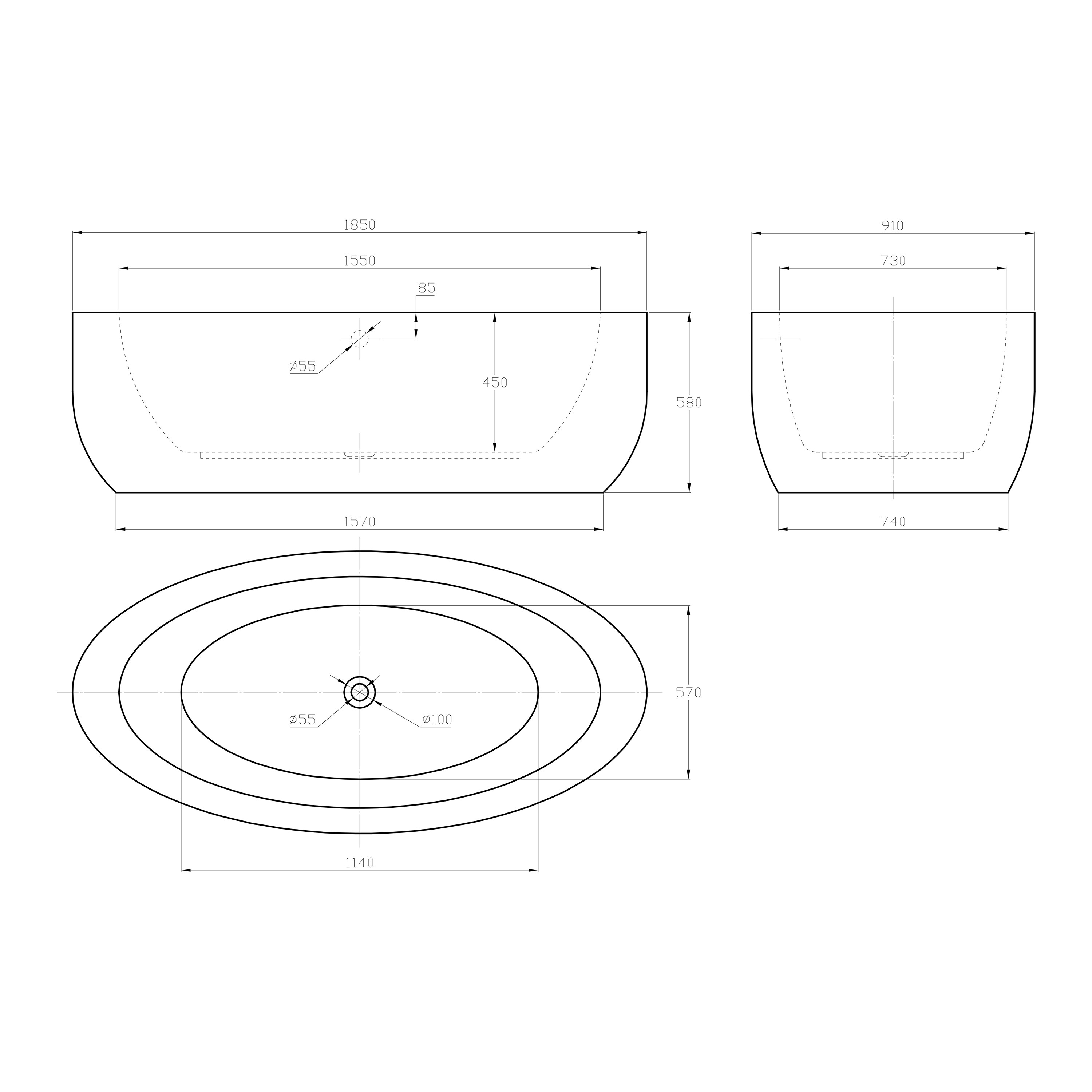 Badekar Bathlife Bekväm Frittstående