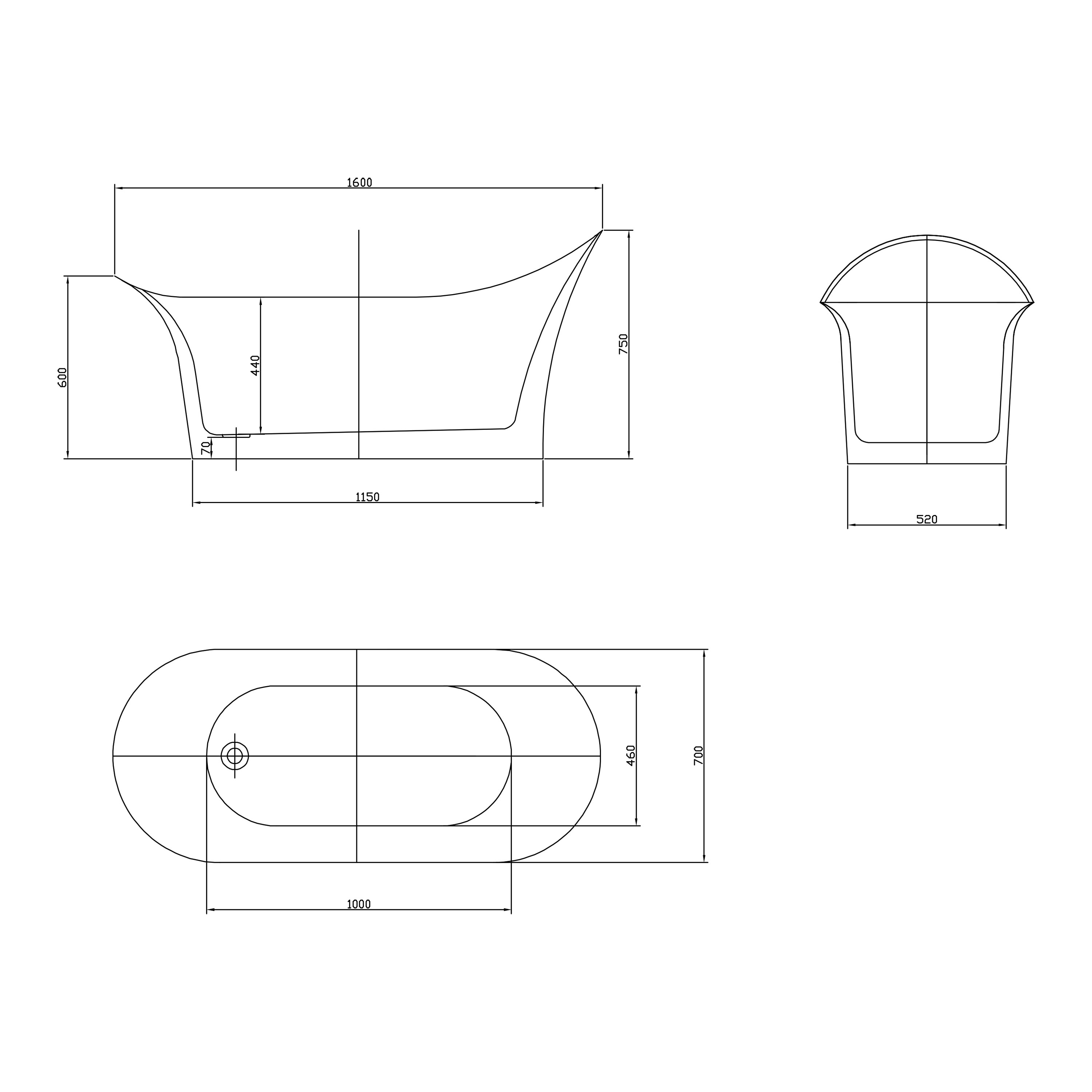Badekar Bathlife Sinnsro Frittstående