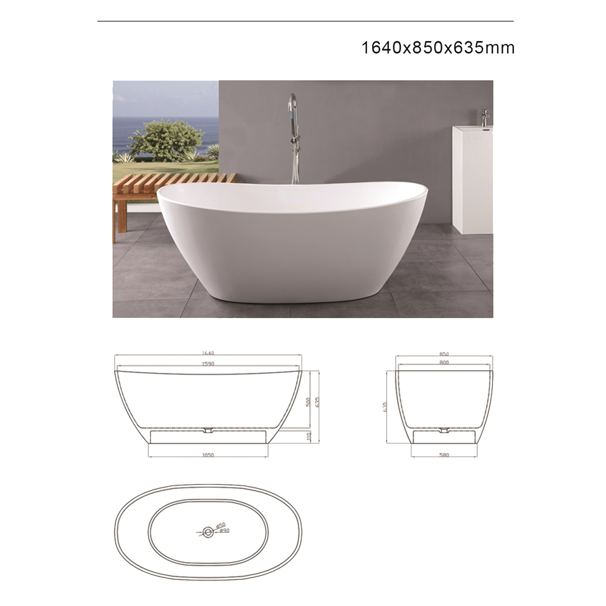 Badekar Bathlife Stillhet Frittstående