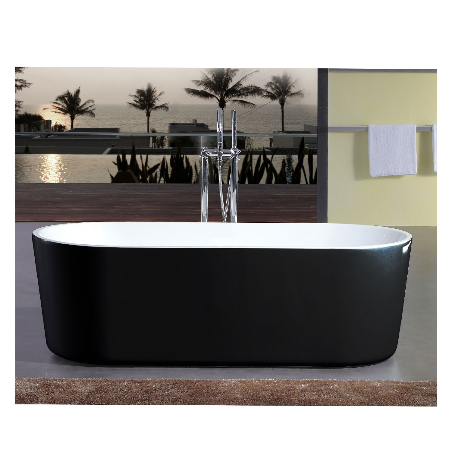 Badekar Bathlife Ideal Frittstående Sort