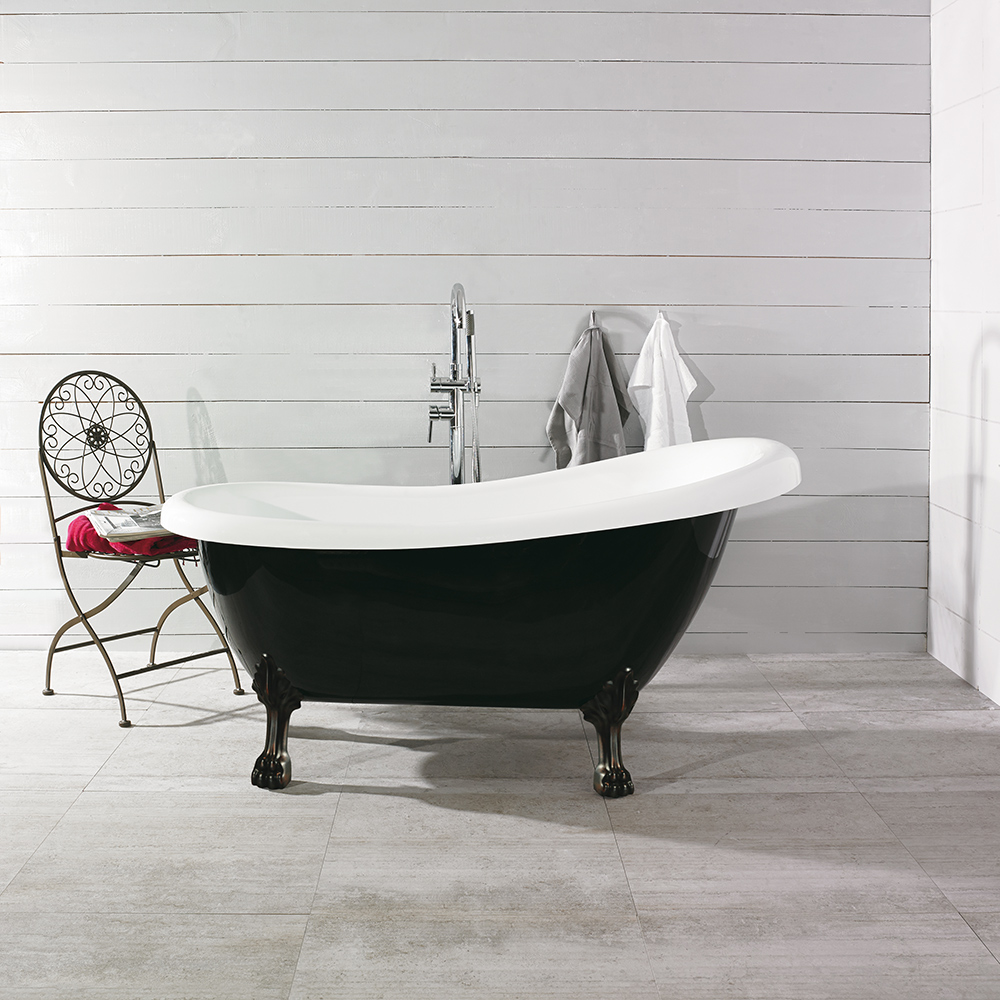 Badkar Noro Old England 156 Svart/Vit Svarta fötter - Installation/montering finns att köpa till