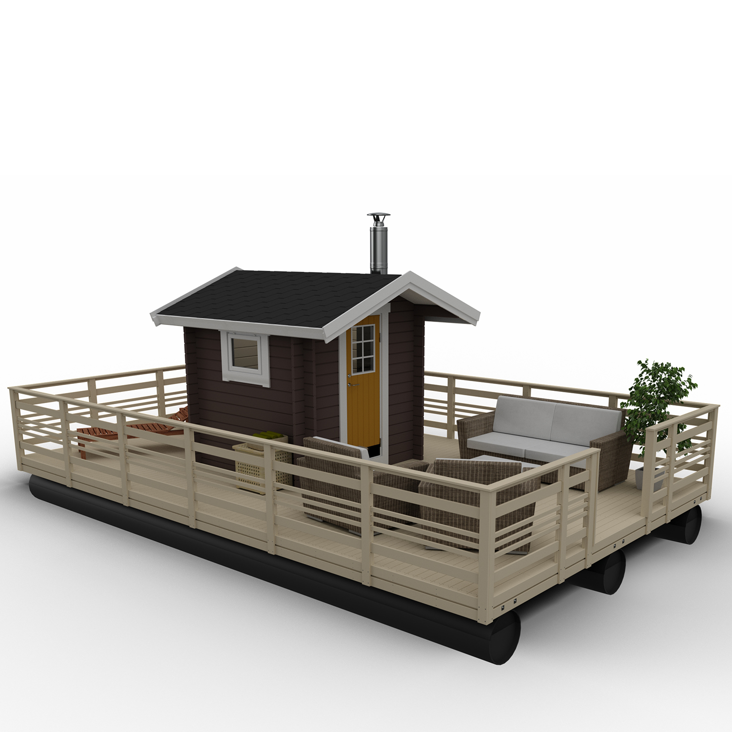 Bastuflotte Sorselestugan 4,8x8m Bastu 4 kvm Med Kaminpaket