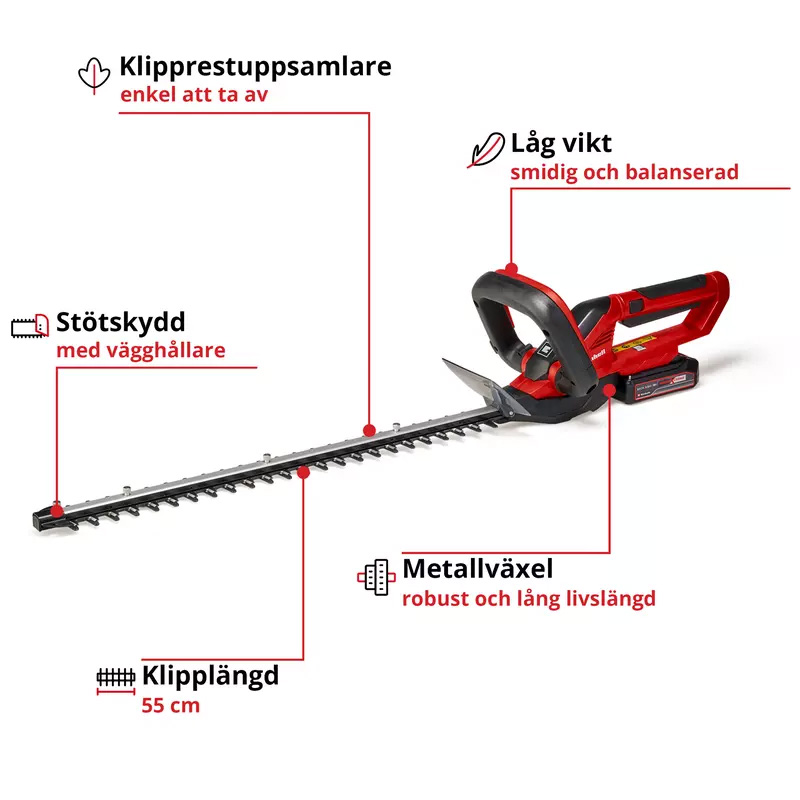 Hekksaks Einhell GE-CH 1855/1 med Batteri & Lader