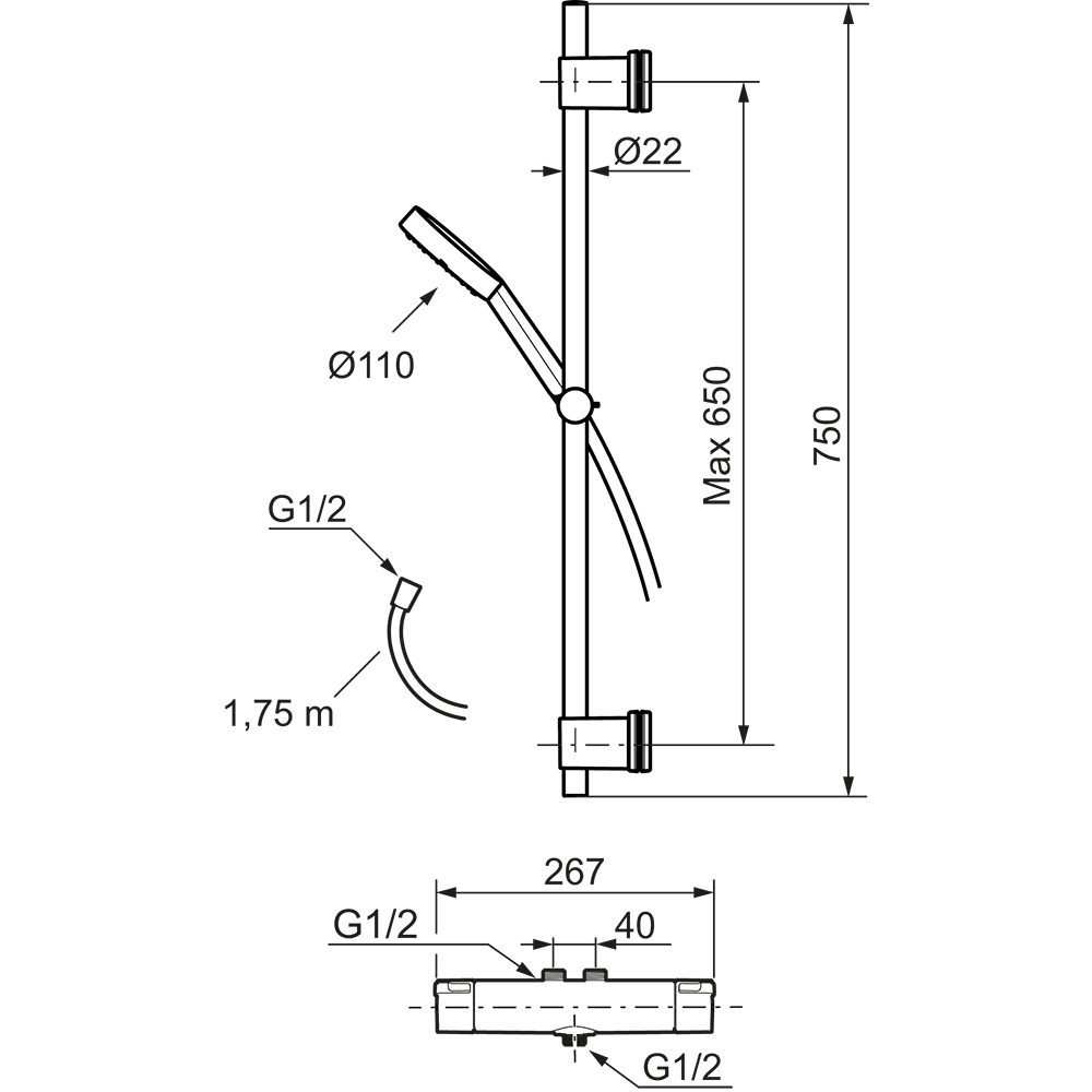 Duschset Mora MMIX II med Duschblandare 40 cc