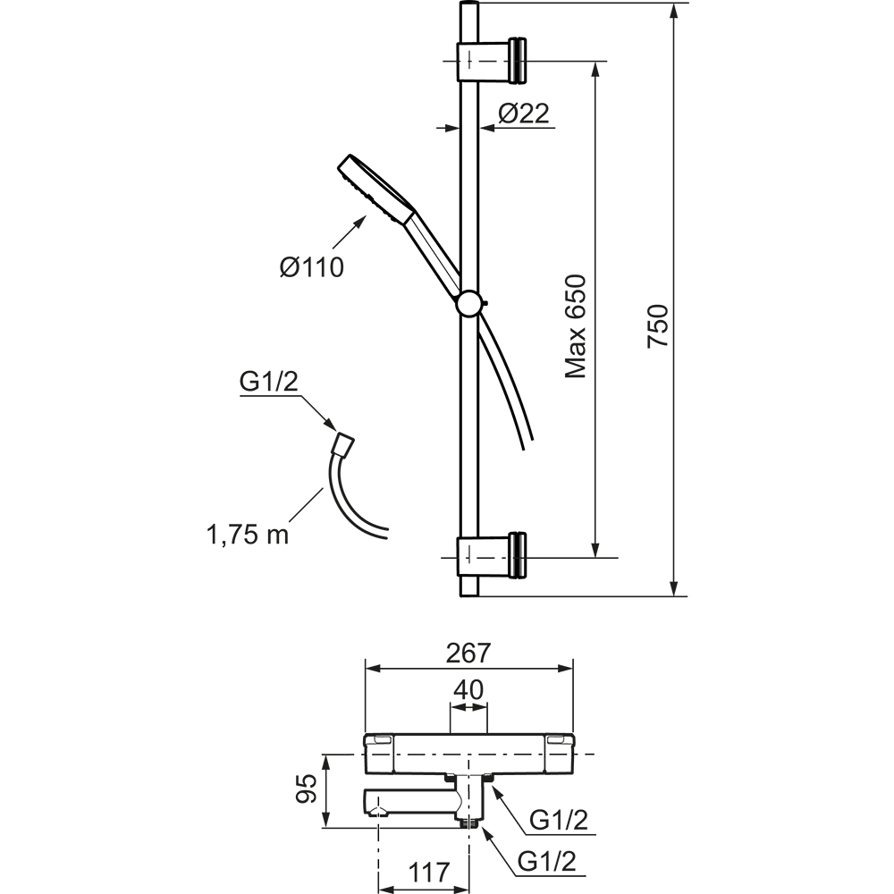 Duschset Mora MMIX II med Badkarsblandare 40 cc