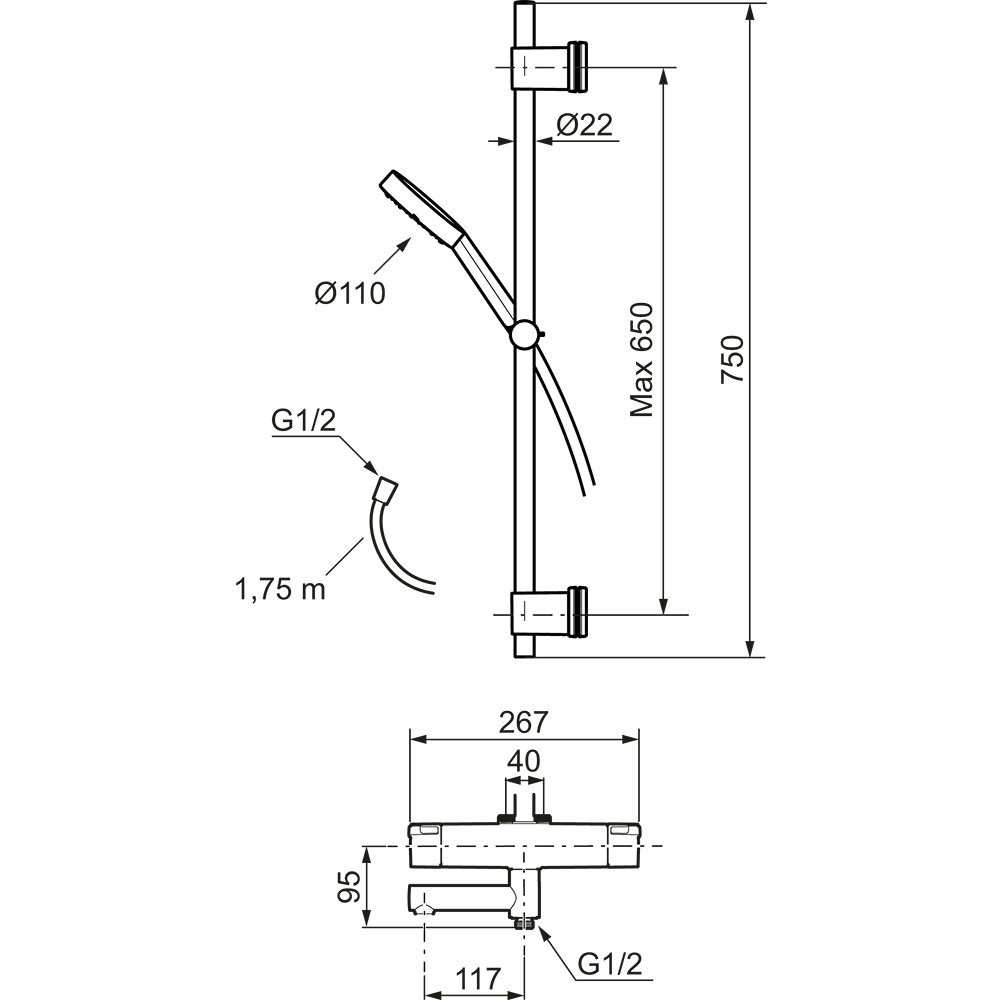 Duschset Mora MMIX II med Badkarsblandare 40 cc