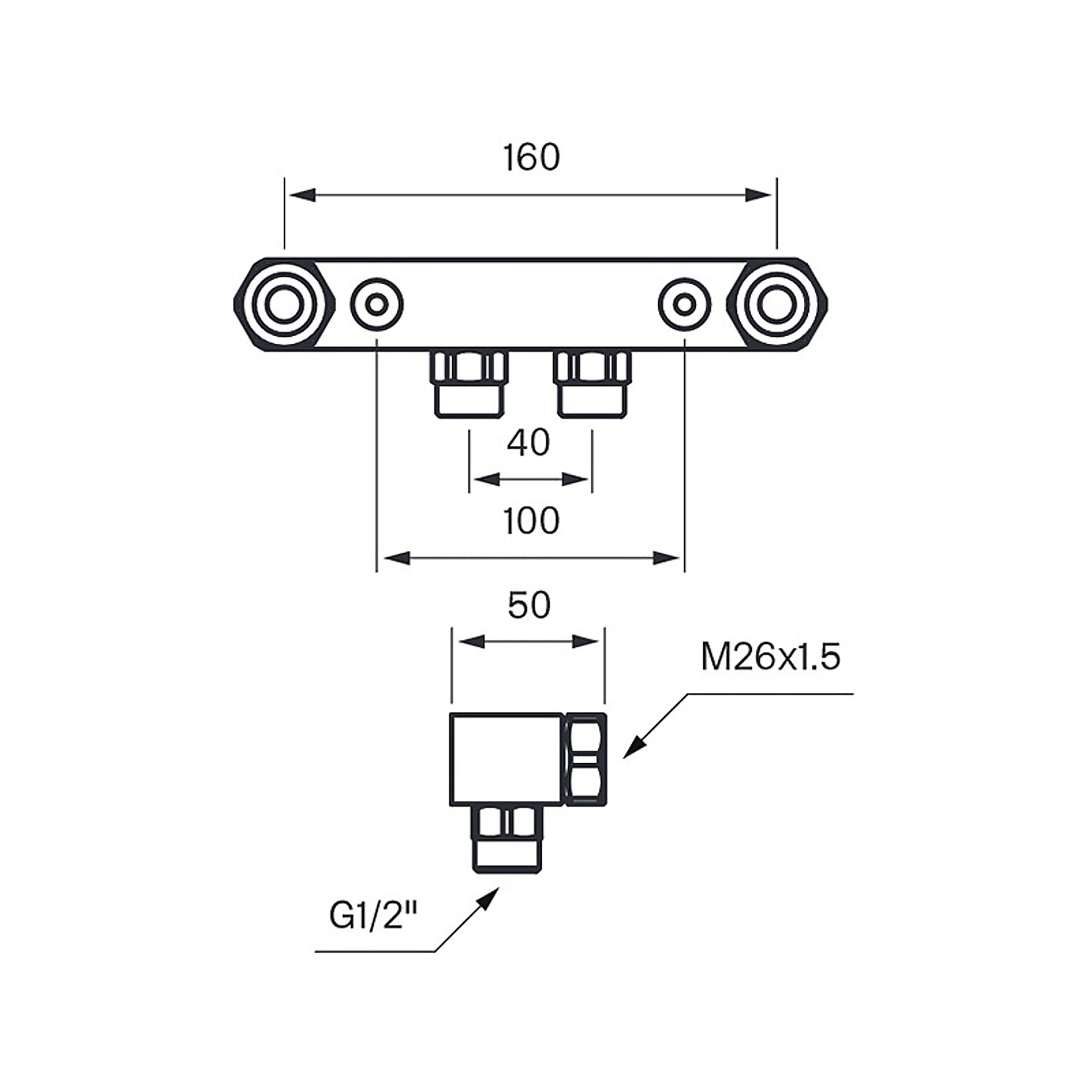 Blandarfäste Tapwell för Utanpåliggande Rördragning