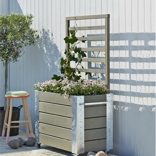 Blomsterkasse PLUS Cubic Med Espalier Gråbrun 87x50x155 Cm