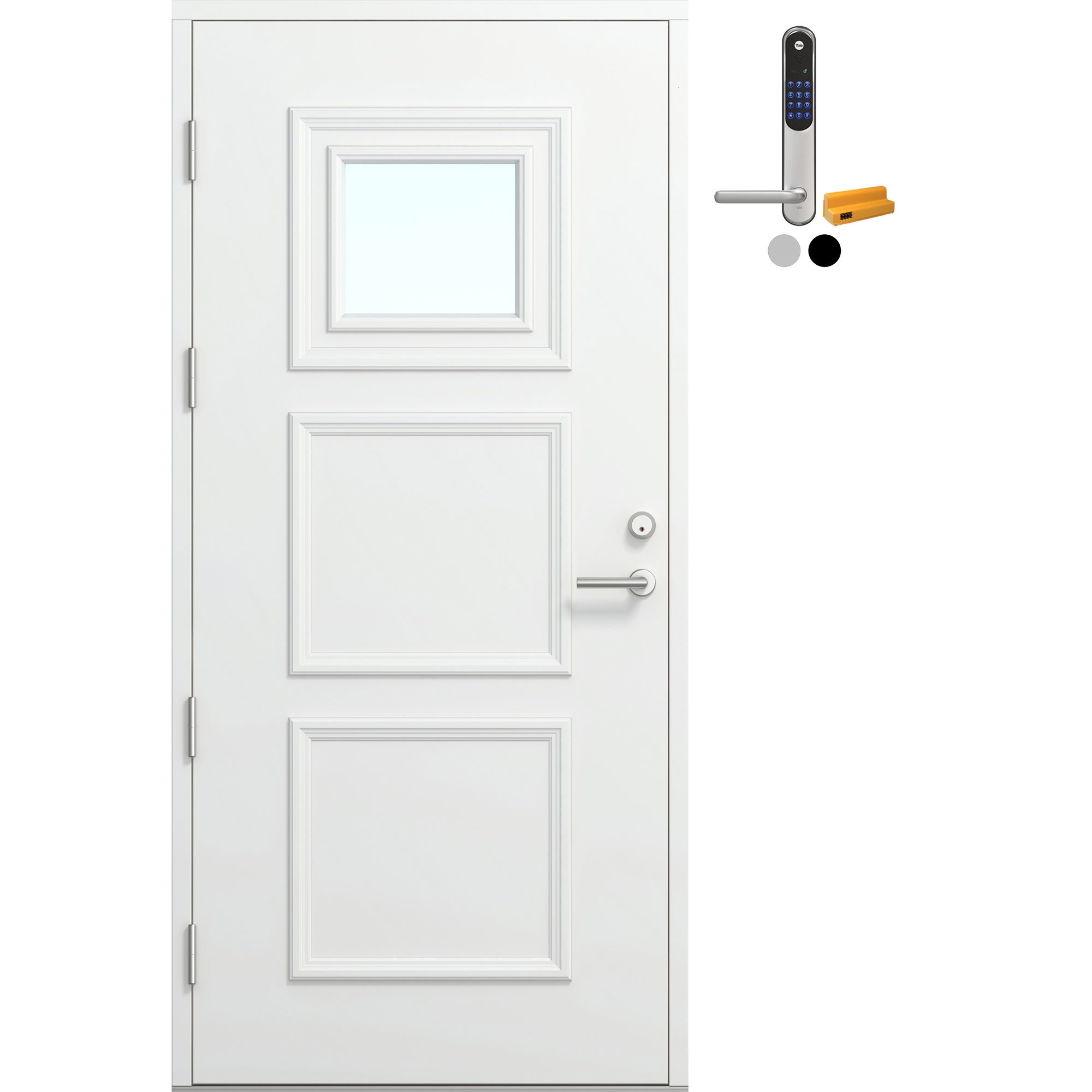 Ytterdør Bygg1 Fjord 10 Klarglass Hvit med Yale Doorman Classic Home