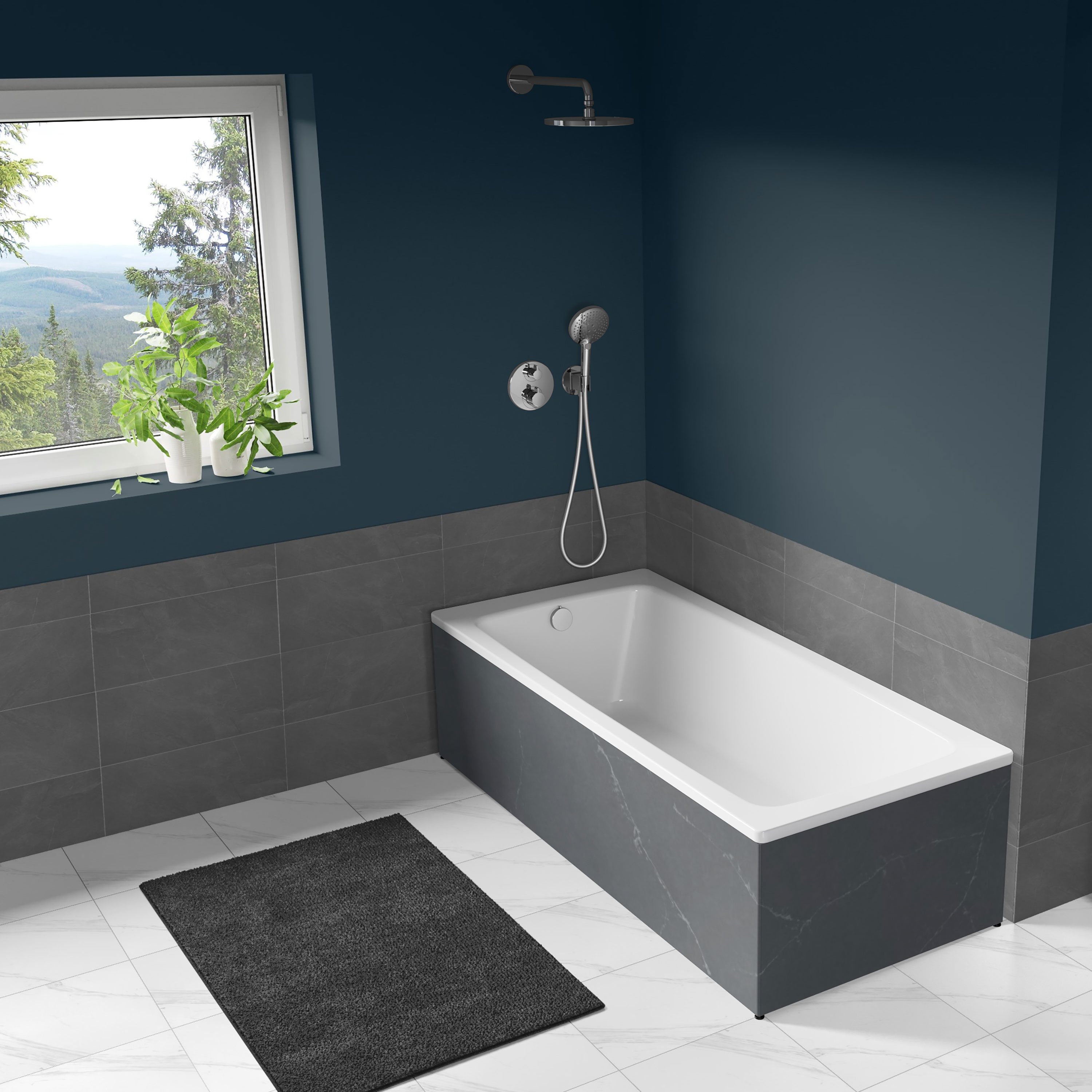 Badkar Langenfeld Cayono 1500 mm, Charcoal Soapstone - Installation/montering finns att köpa till