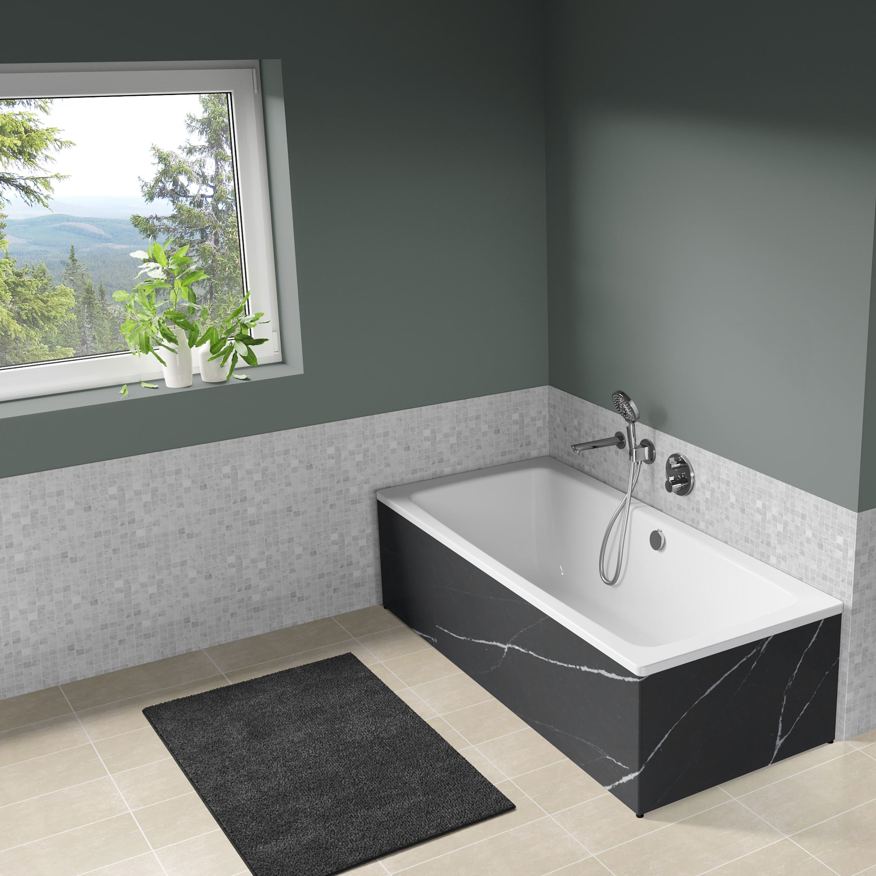 Badkar Langenfeld Cayono Duo 1800 mm, Eternal Marquina - Installation/montering finns att köpa till