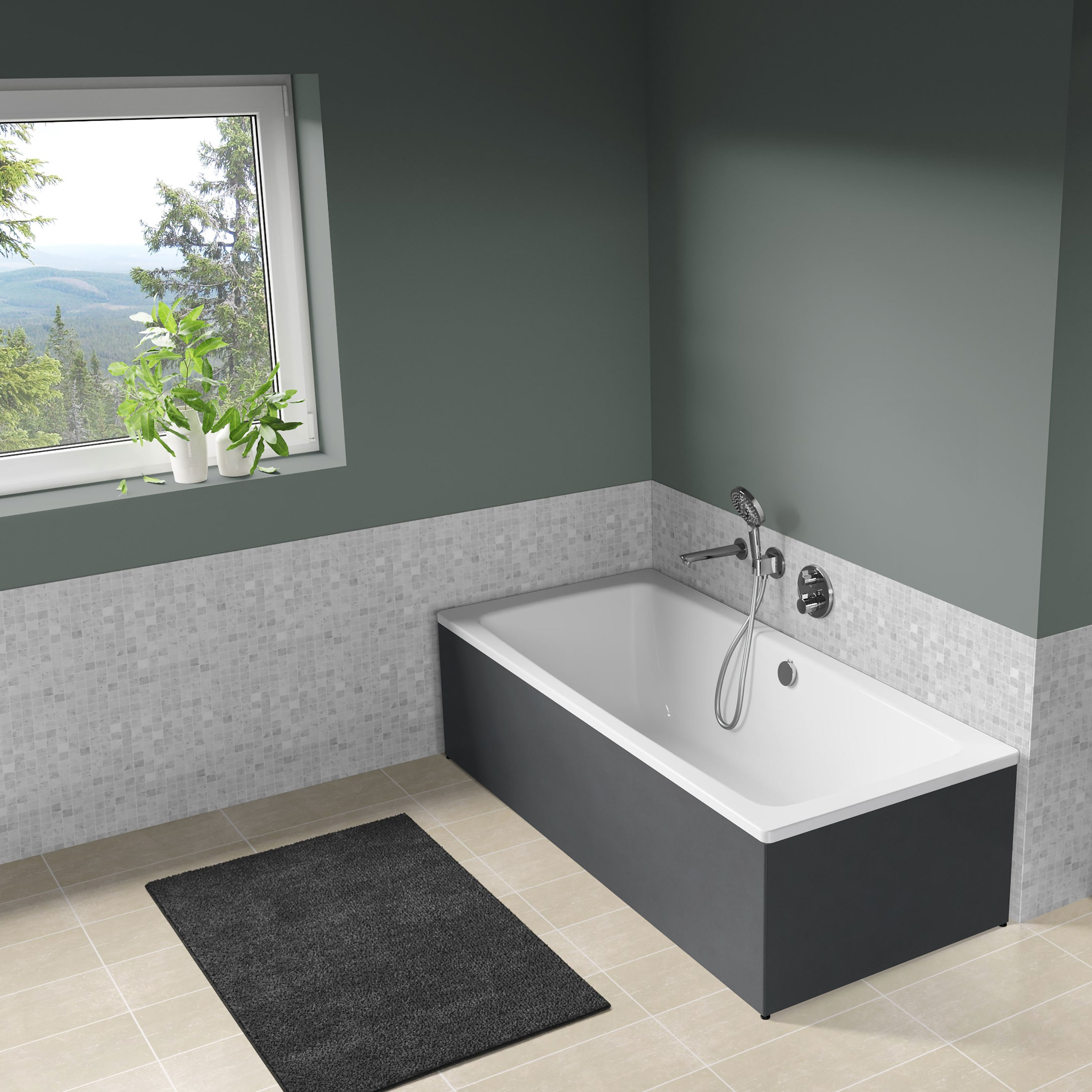 Badkar Langenfeld Cayono Duo 1800 mm, Negro Tebas - Installation/montering finns att köpa till