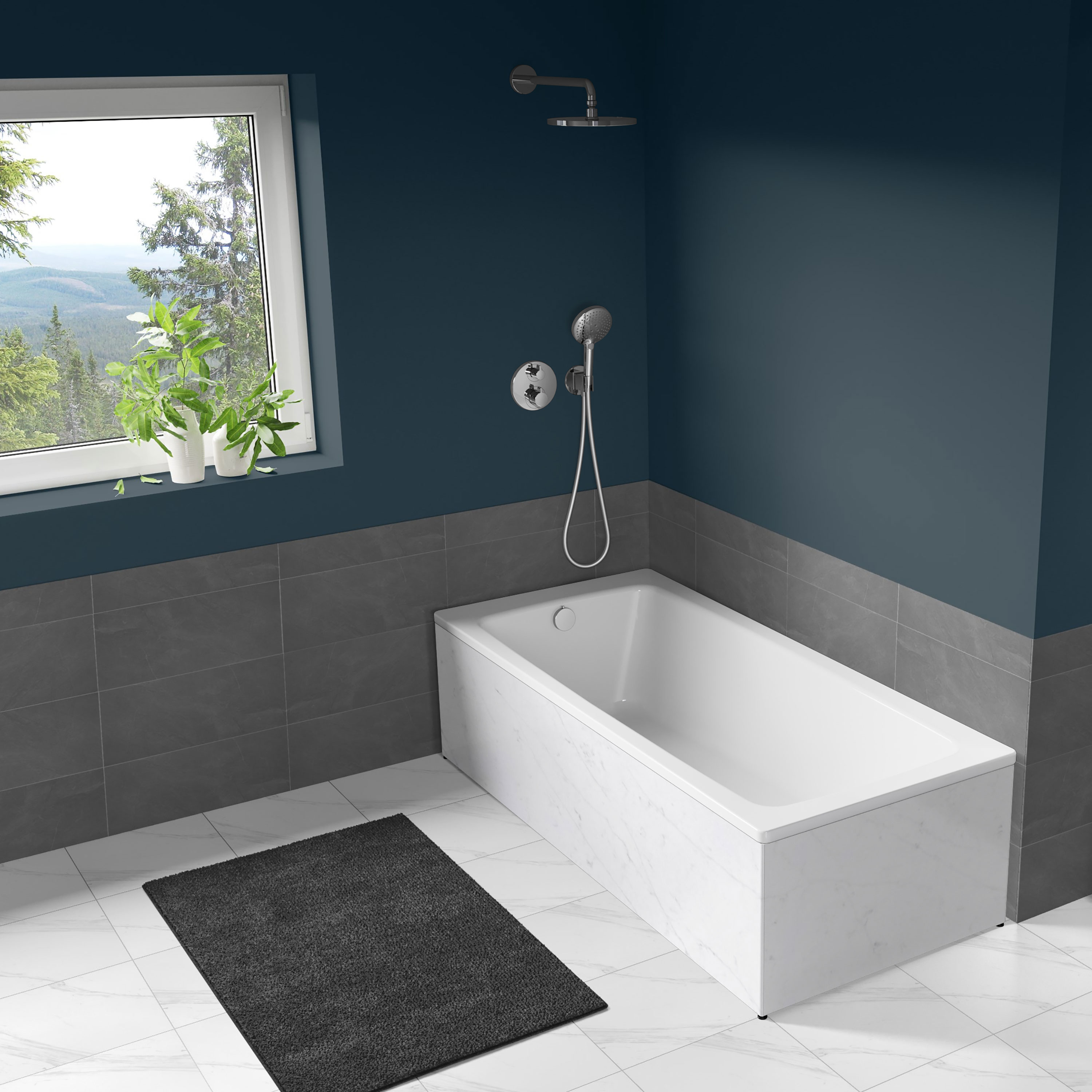 Badkar Langenfeld Cayono 1600 mm, Eternal Statuario - Installation/montering finns att köpa till